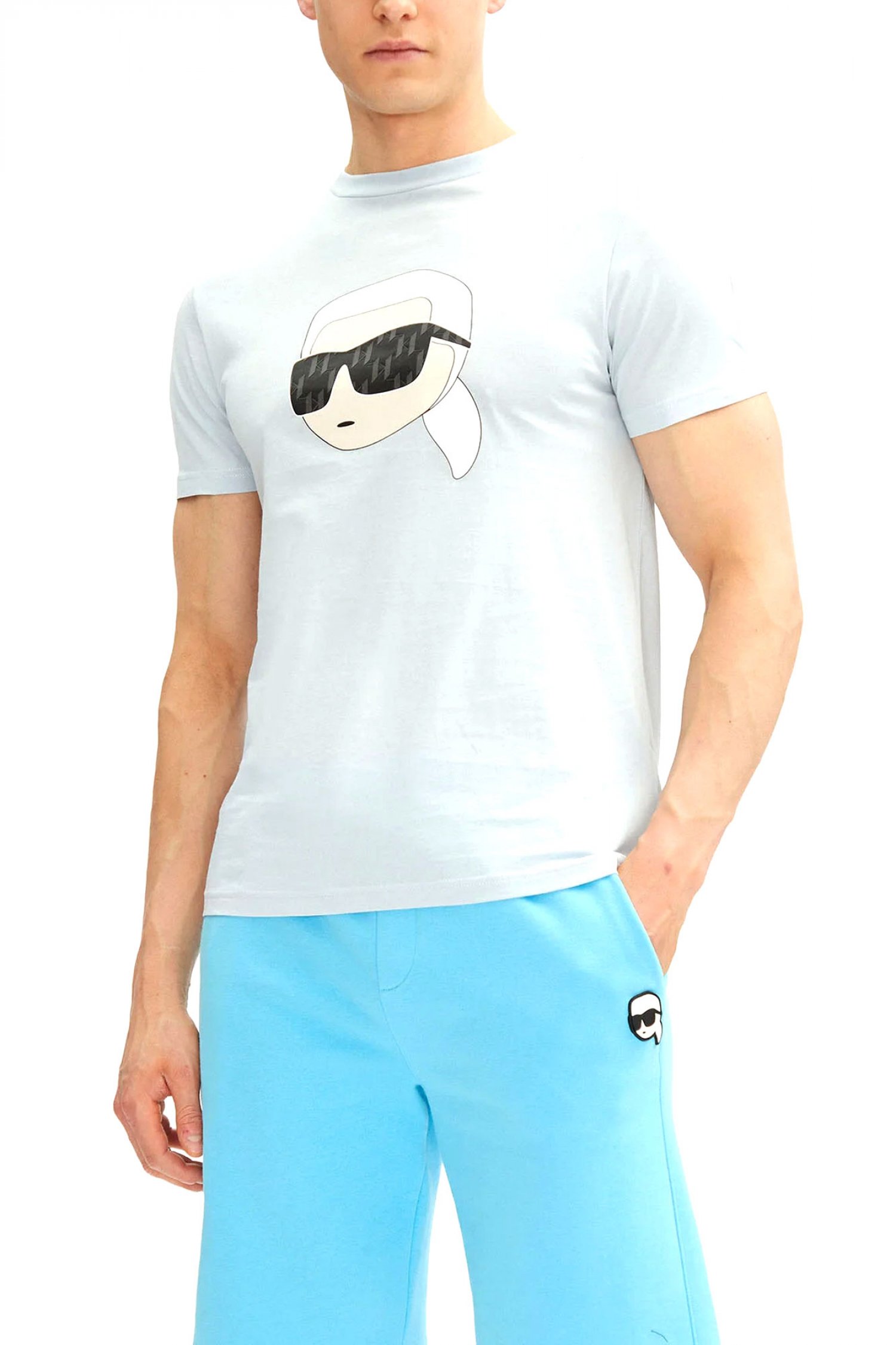 KARL LAGERFELD T-SHIRT CREW NECK LOGO ΣΙΕΛ