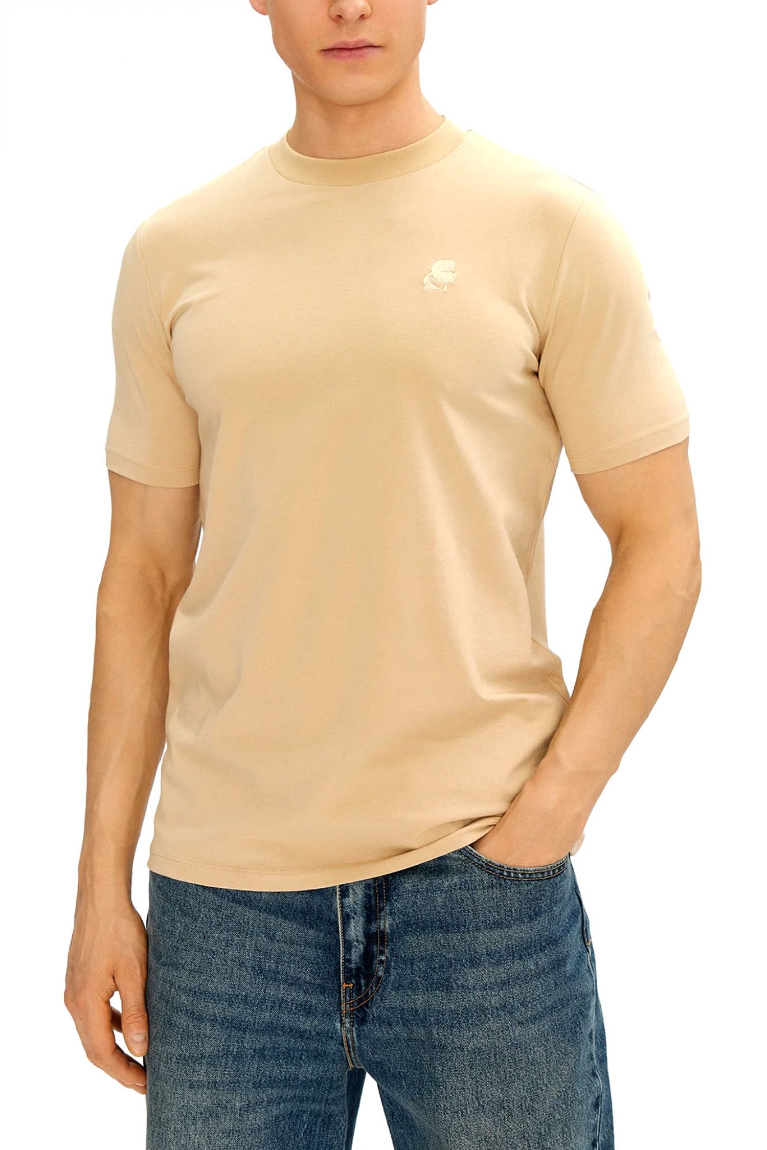 KARL LAGERFELD T-SHIRT CREW NECK LOGO ΜΠΕΖ