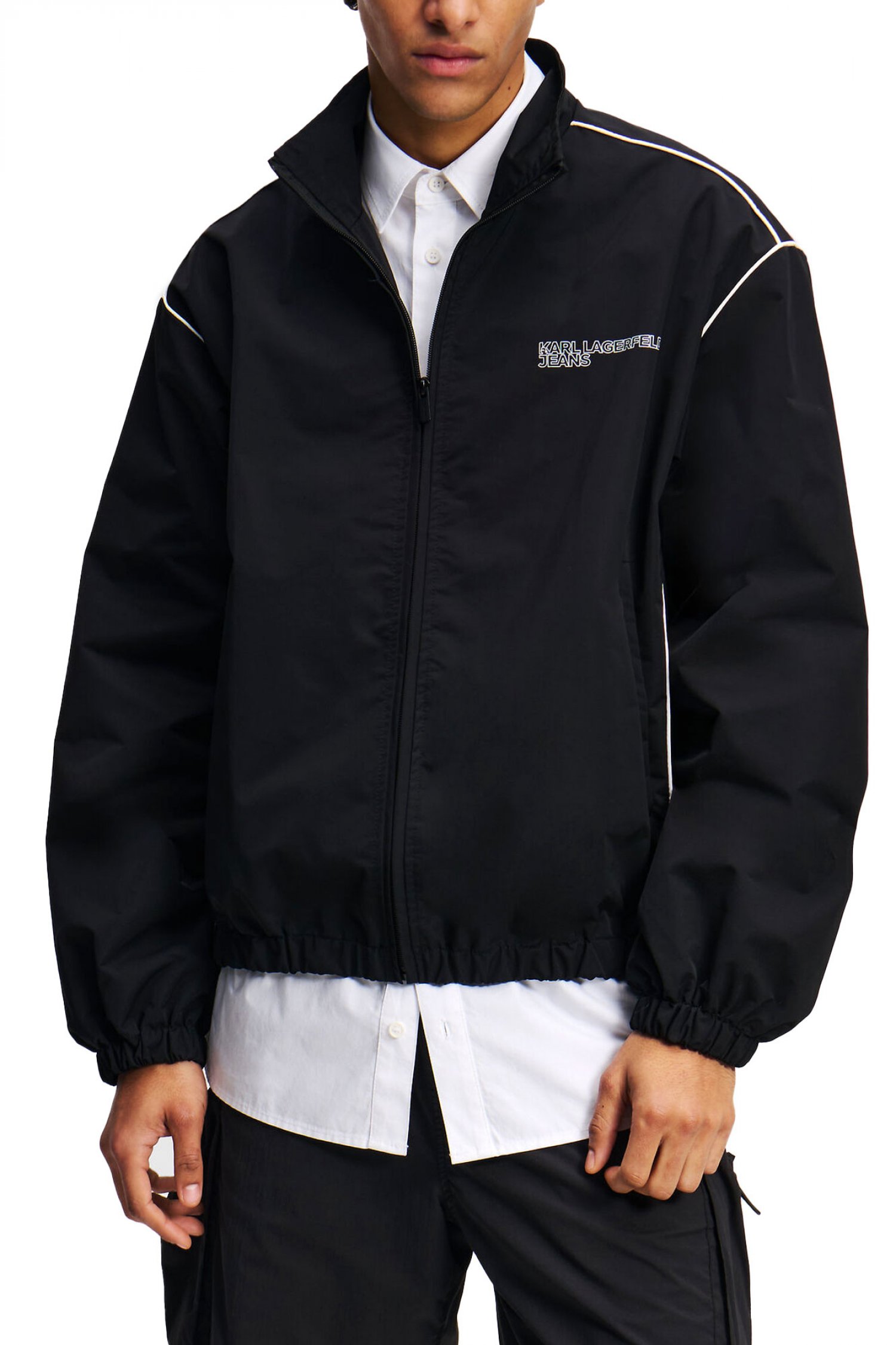 KARL LAGERFELD JEANS ΜΠΟΥΦΑΝ BOMBER ZIP UP PIPING JACKET ΜΑΥΡΟ