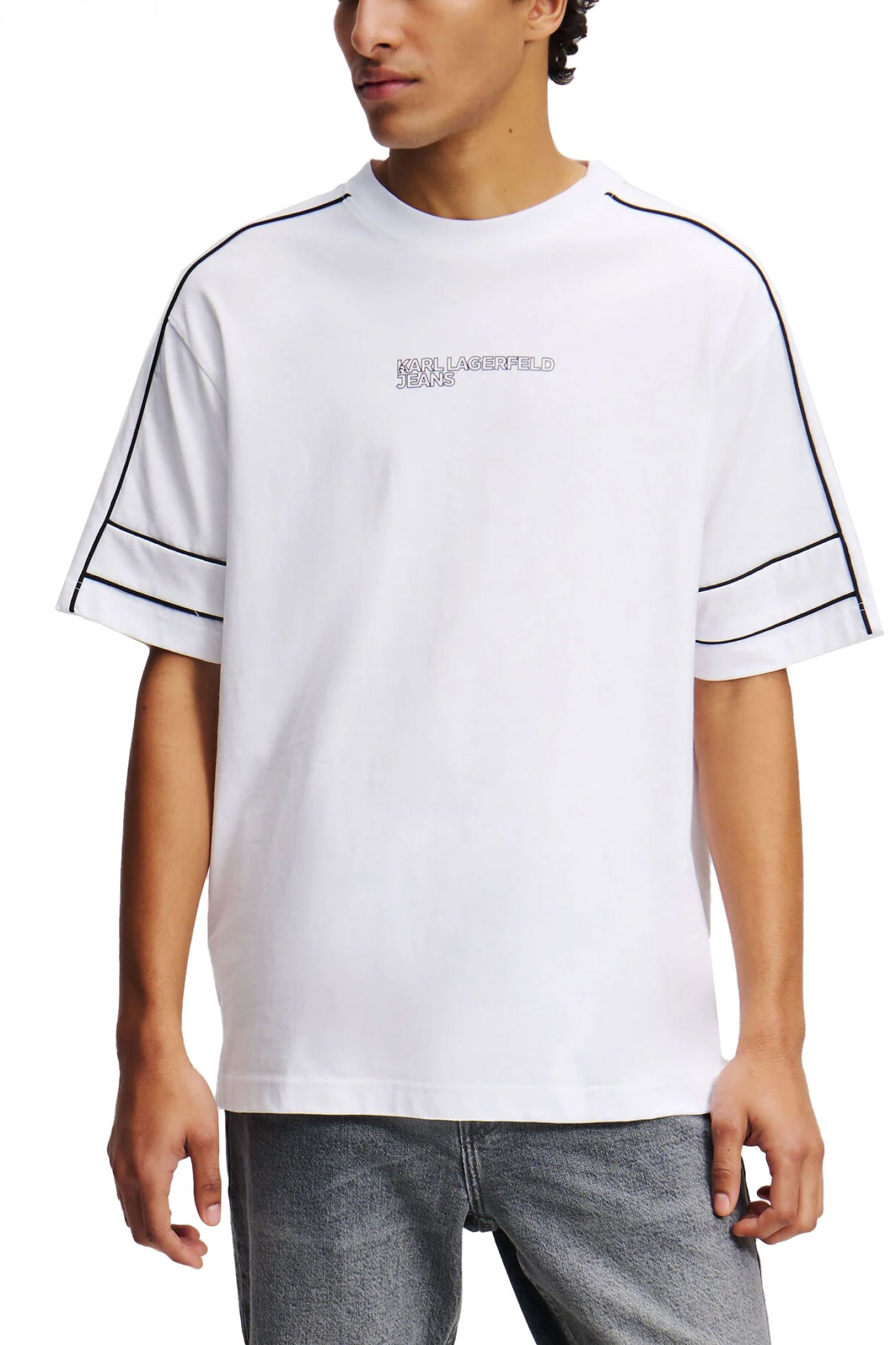 KARL LAGERFELD JEANS KARL LAGERFELD JEANS T-SHIRT PIPING TEE RELAXED FIT ΛΕΥΚΟ