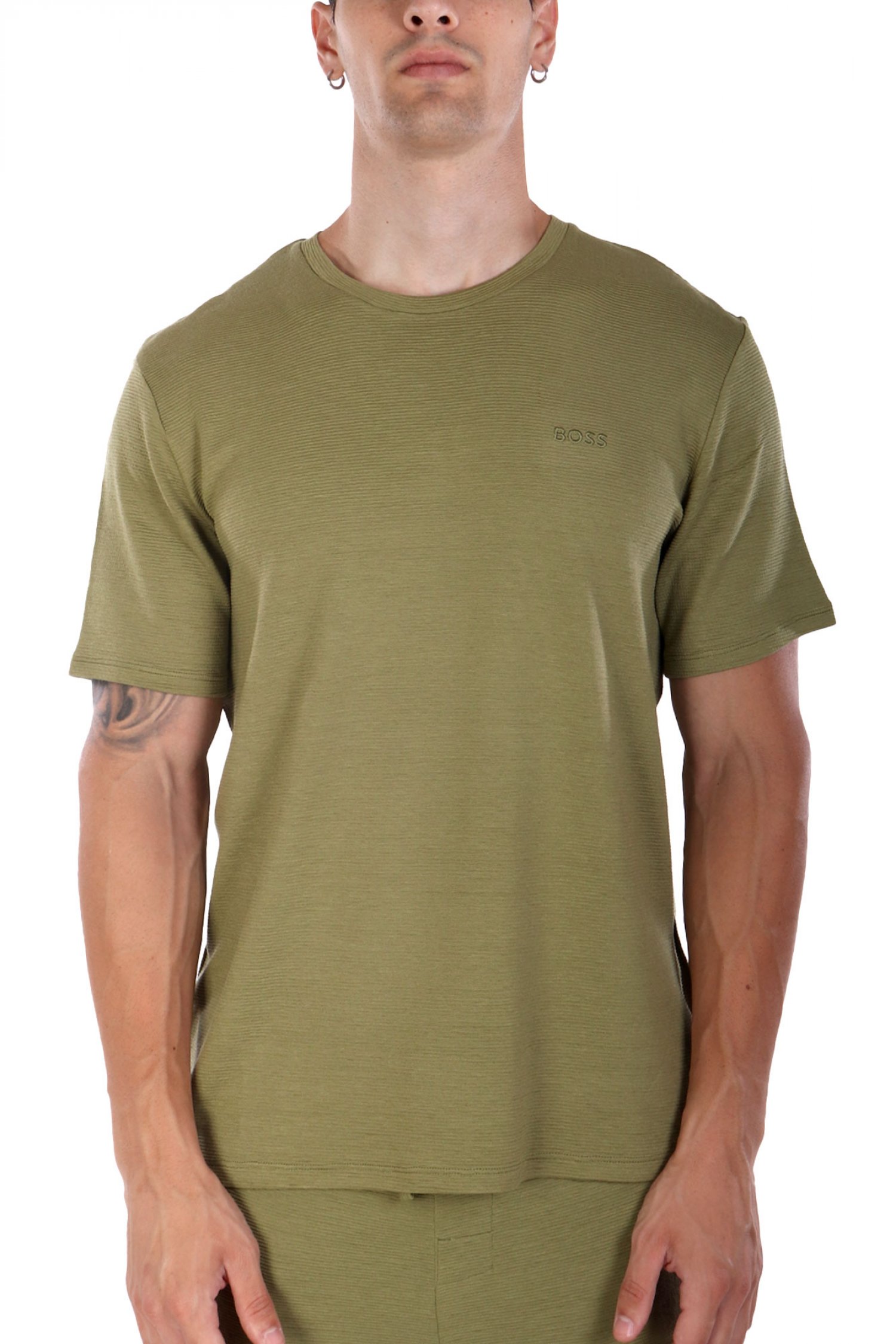 BOSS BOSS HOMEWEAR T-SHIRT RIB ΑΝΔΡΙΚΟ ΛΑΔΙ
