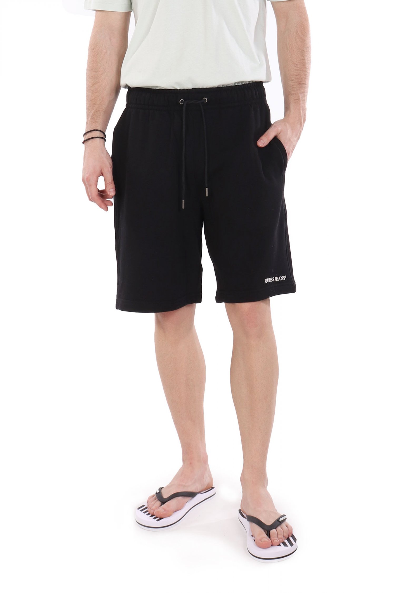 GUESS JEANS GUESS JEANS ΒΕΡΜΟΥΔΑ ΦΟΥΤΕΡ LOGO ΜΑΥΡΟ