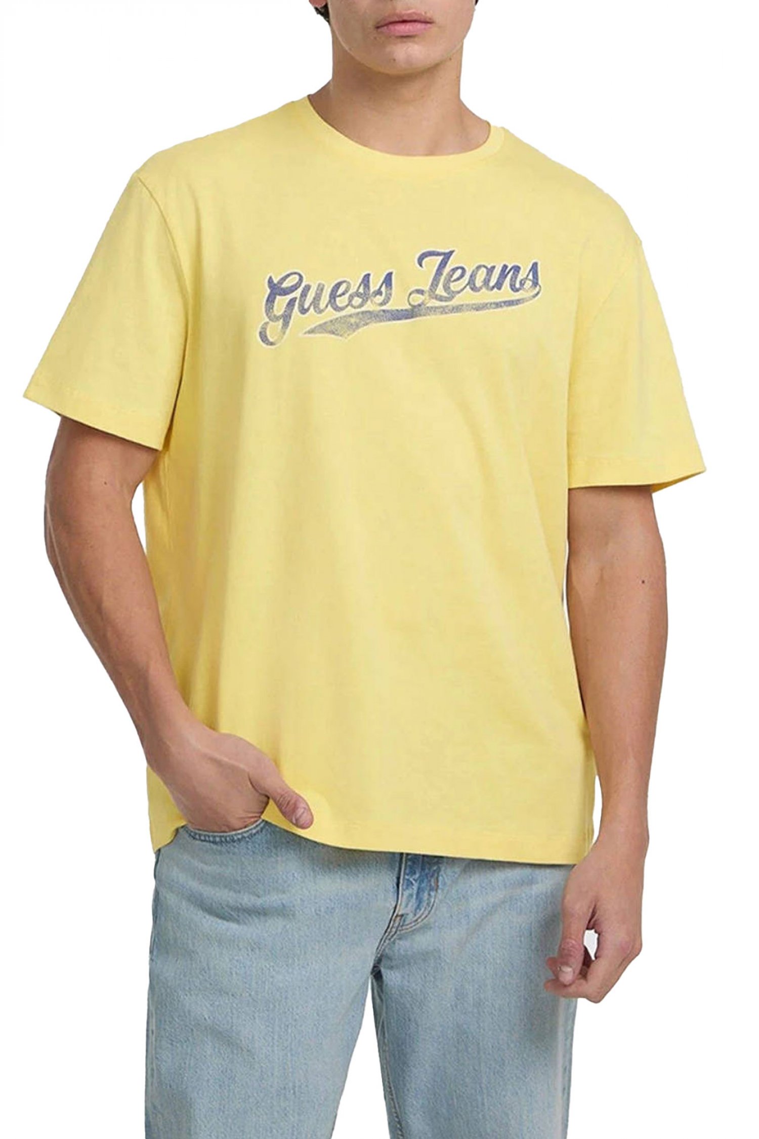 GUESS JEANS T-SHIRT CREWNECK REGULAR FIT ΚΙΤΡΙΝΟ