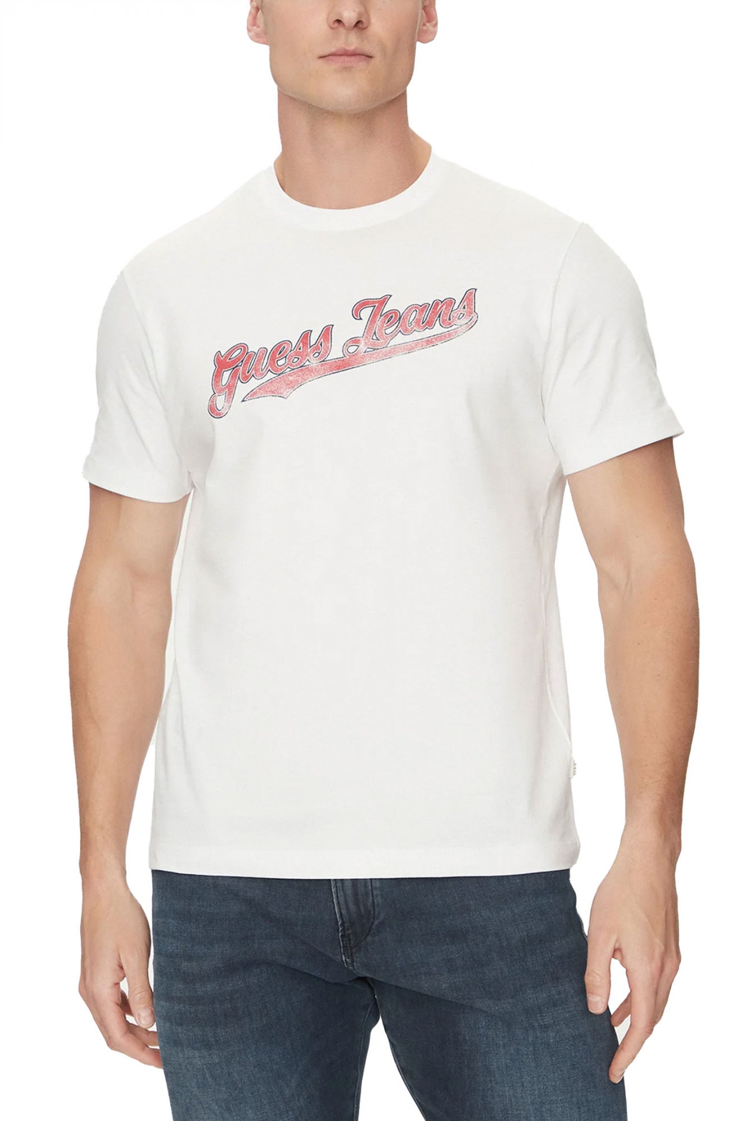 GUESS JEANS T-SHIRT CREWNECK REGULAR FIT ΛΕΥΚΟ