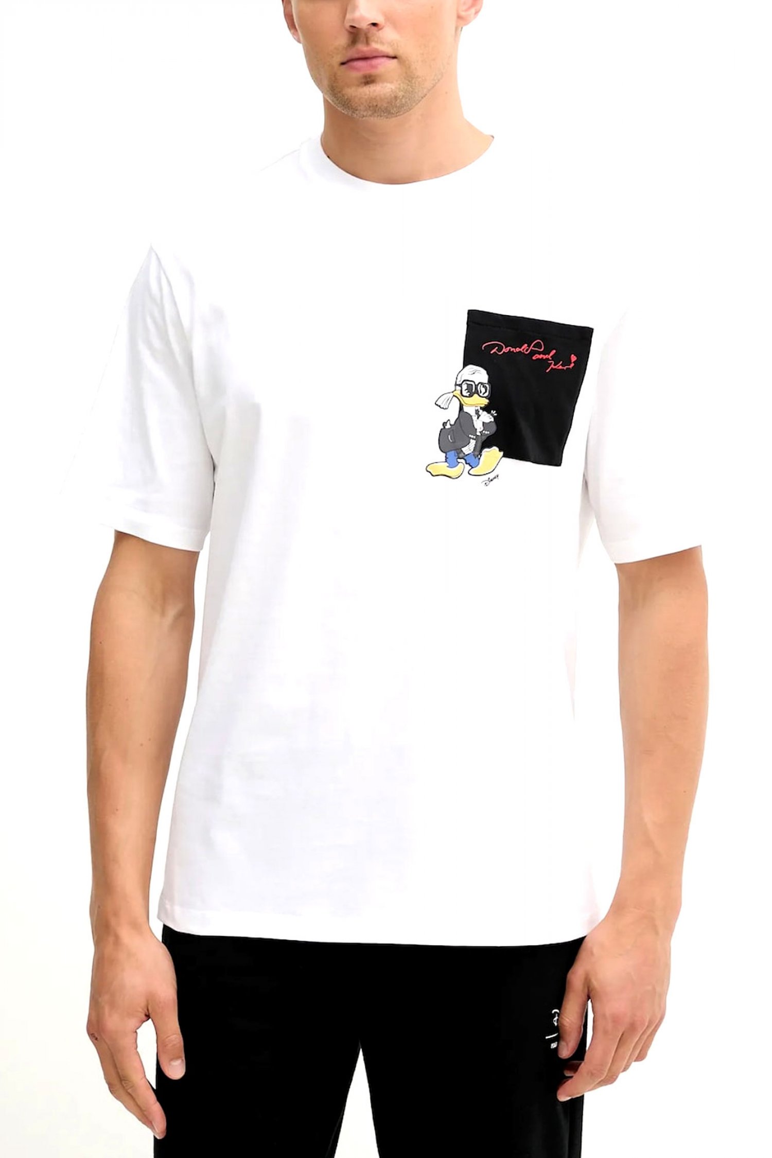 KARL LAGERFELD T-SHIRT LOGO X DISNEY POCKET ΛΕΥΚΟ