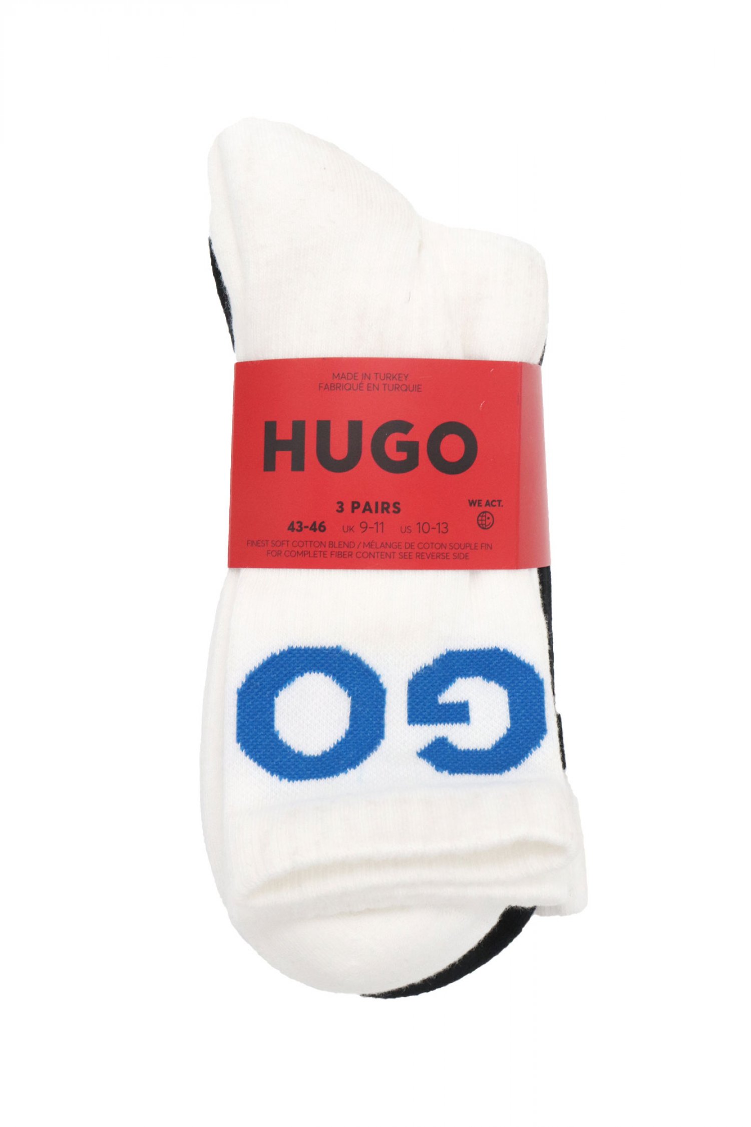 HUGO ΚΑΛΤΣΕΣ 3P QQS ICONC CC LOGO ΛΕΥΚΟ-ΜΑΥΡΟ