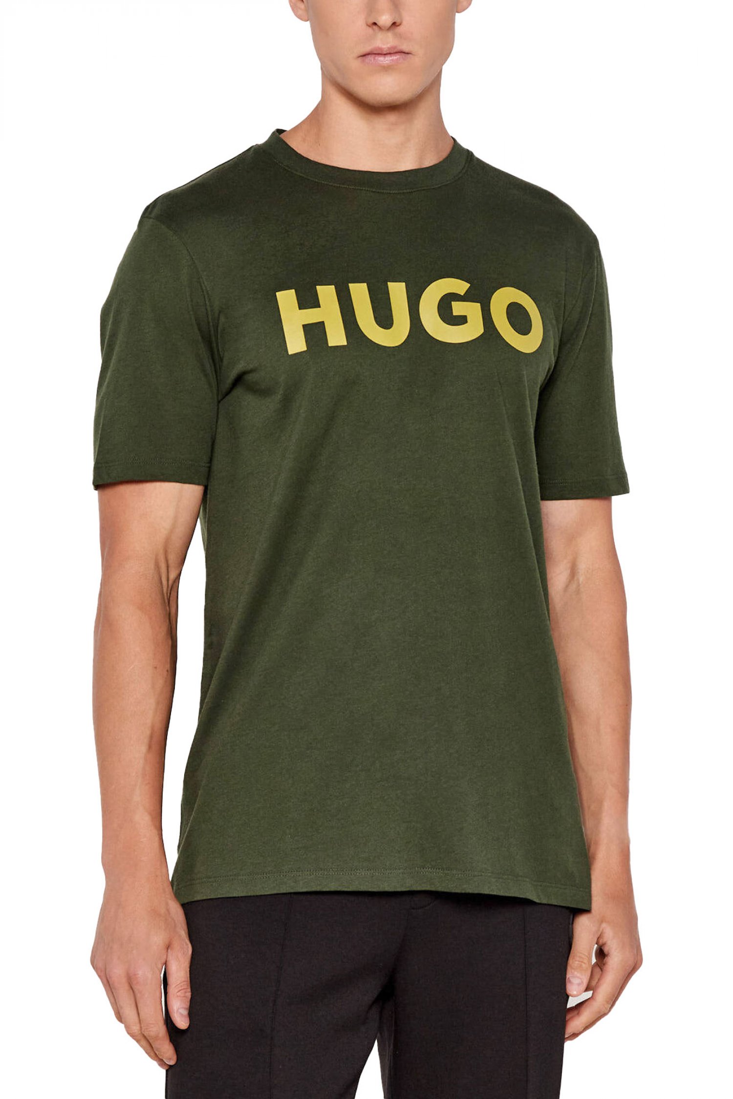 HUGO T-SHIRT DULIVIO LOGO ΧΑΚΙ-ΠΡΑΣΙΝΟ