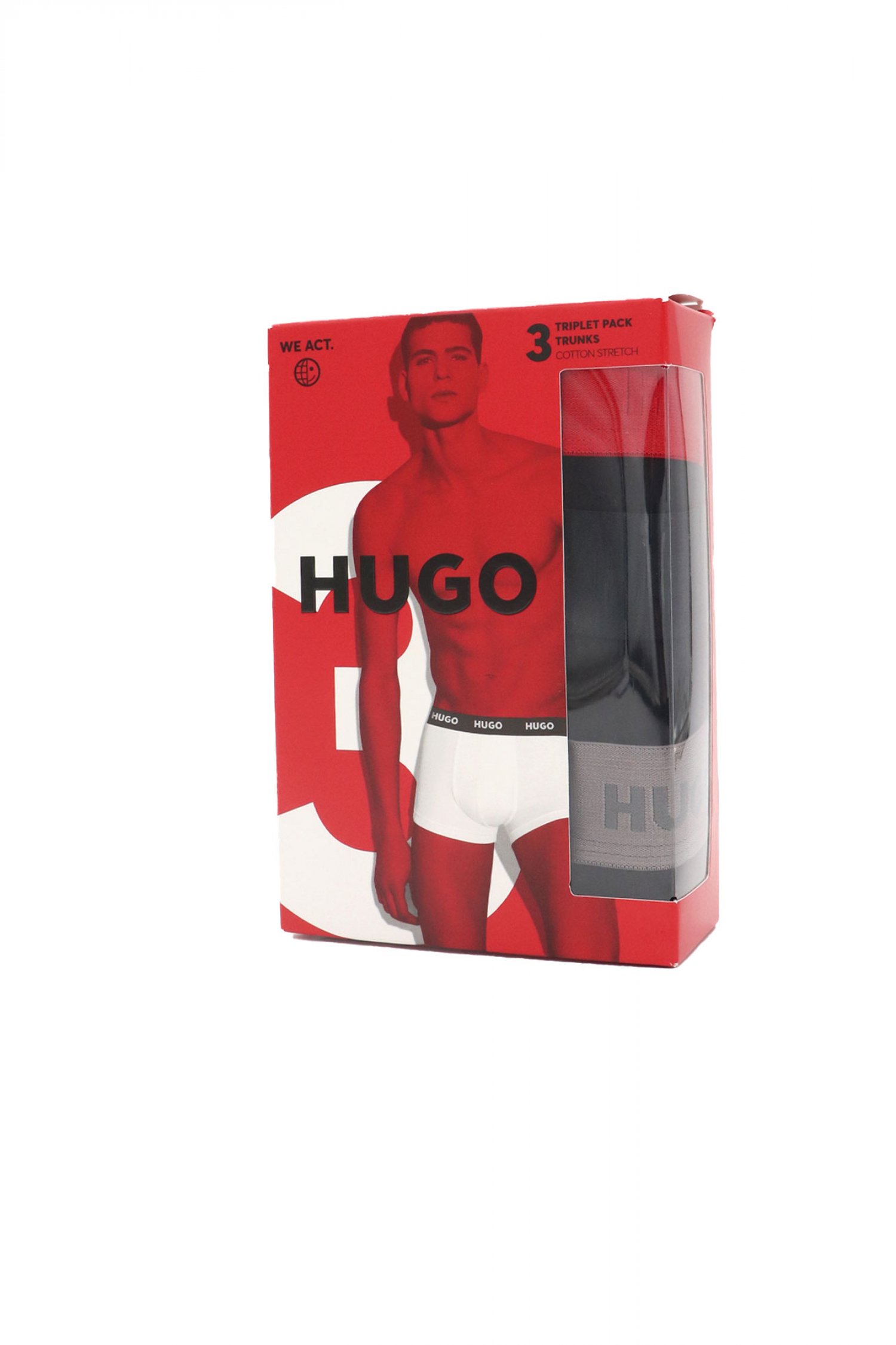 HUGO ΕΣΩΡΟΥΧΑ TRUNK TRIPLET PACK LOGO ΜΑΥΡΟ