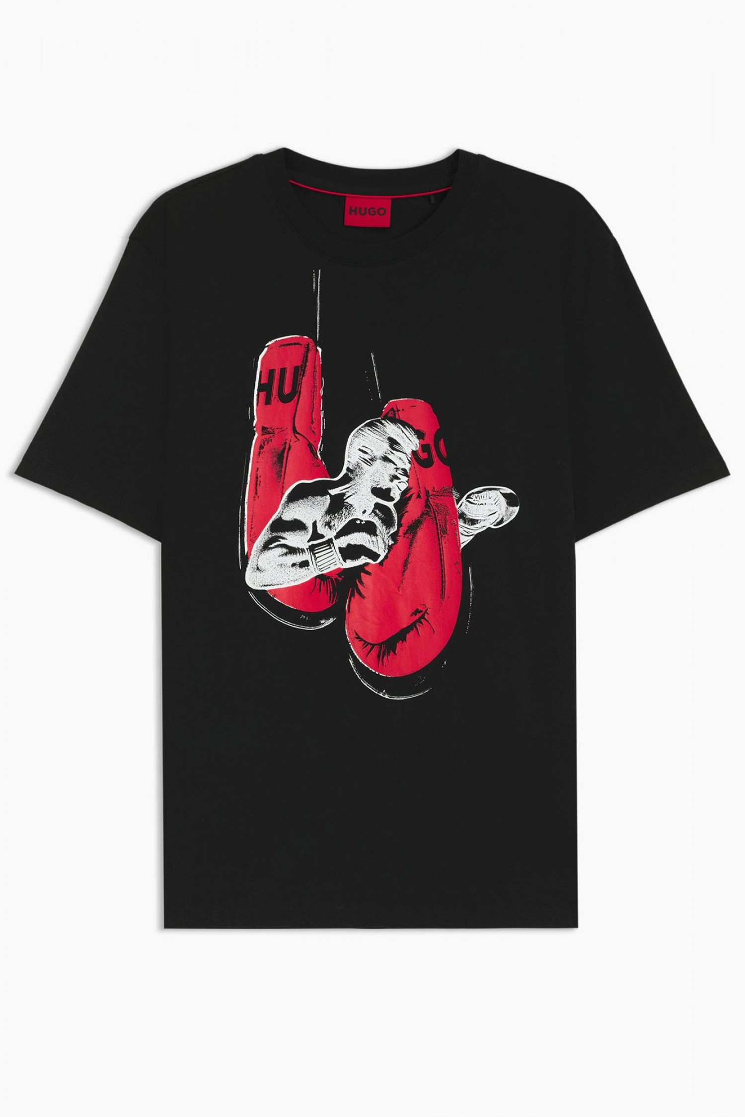 HUGO T-SHIRT DIBOXER LOGO ΜΑΥΡΟ