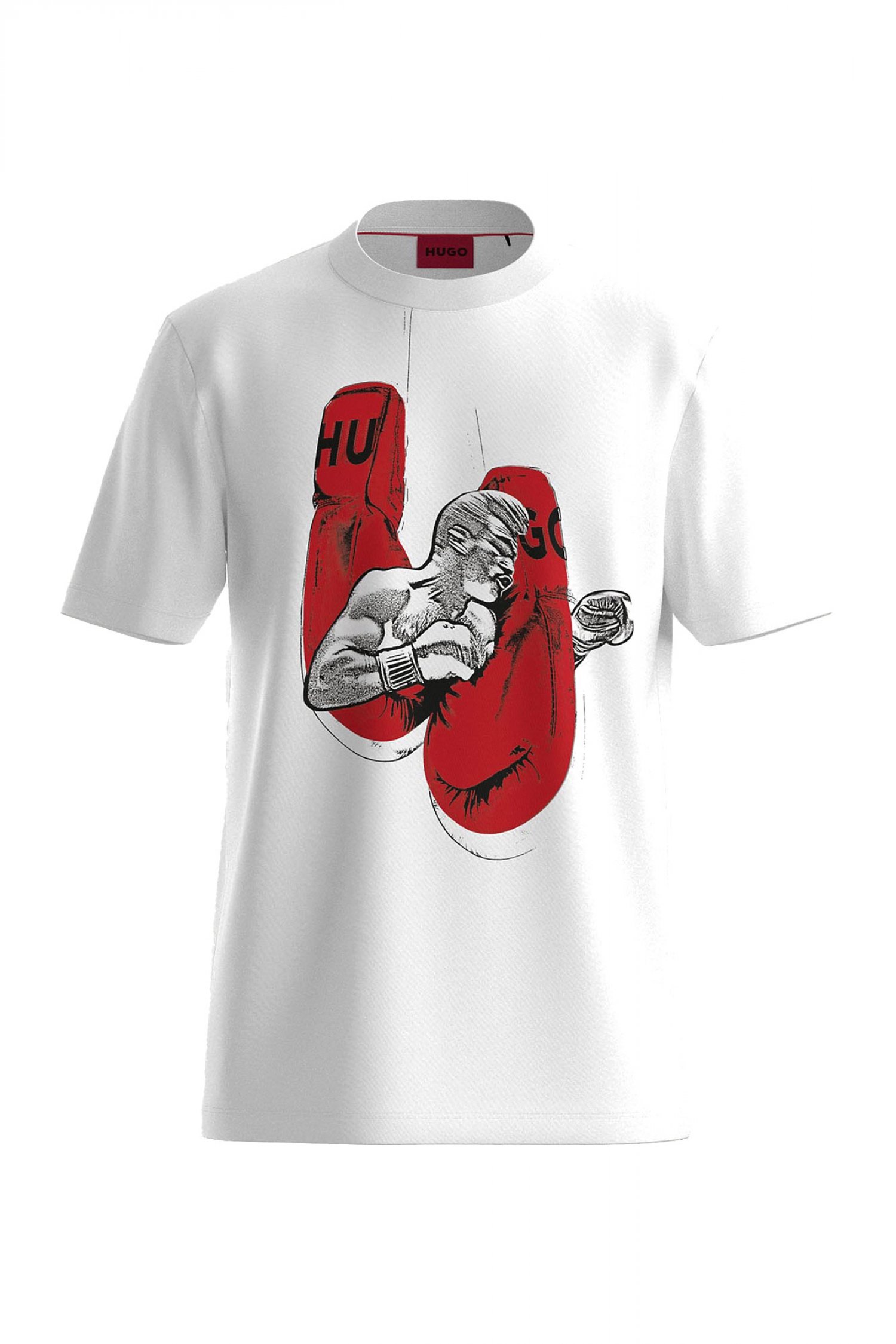 HUGO T-SHIRT DIBOXER LOGO ΛΕΥΚΟ