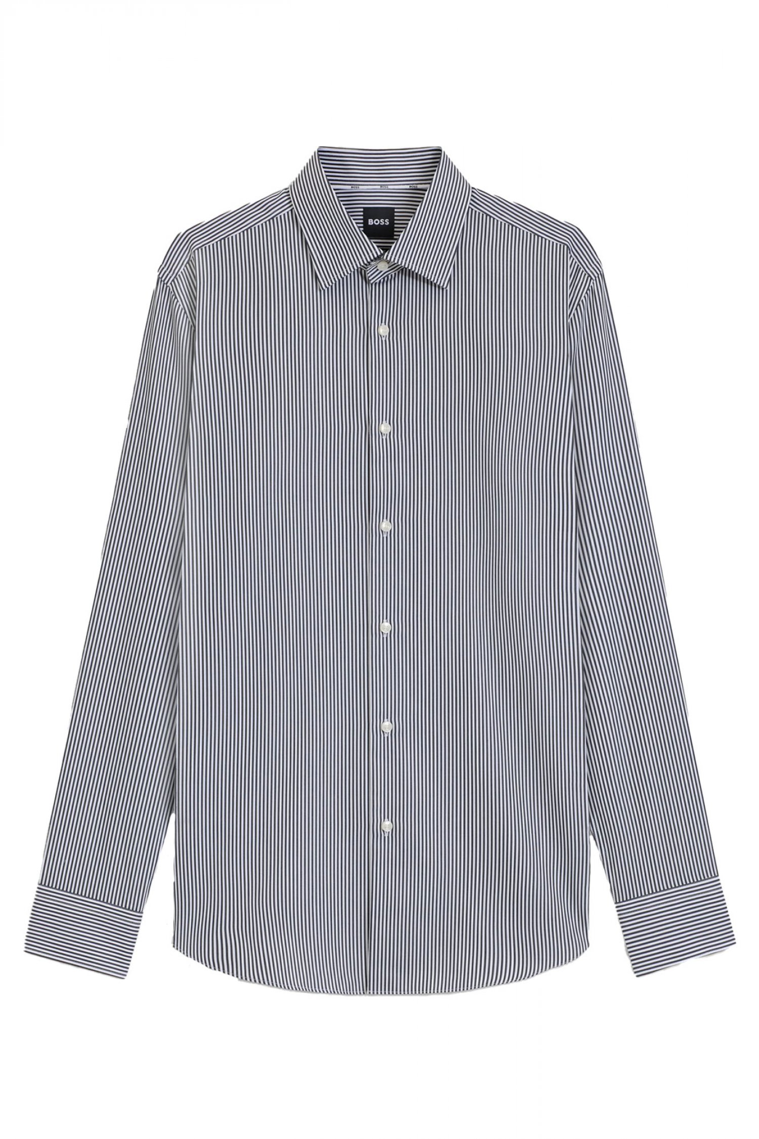 BOSS ΠΟΥΚΑΜΙΣΟ ΡΙΓΕ SLIM FIT EASYIRON H-HANK-KENT-C1-214 ΜΠΛΕ-ΛΕΥΚΟ