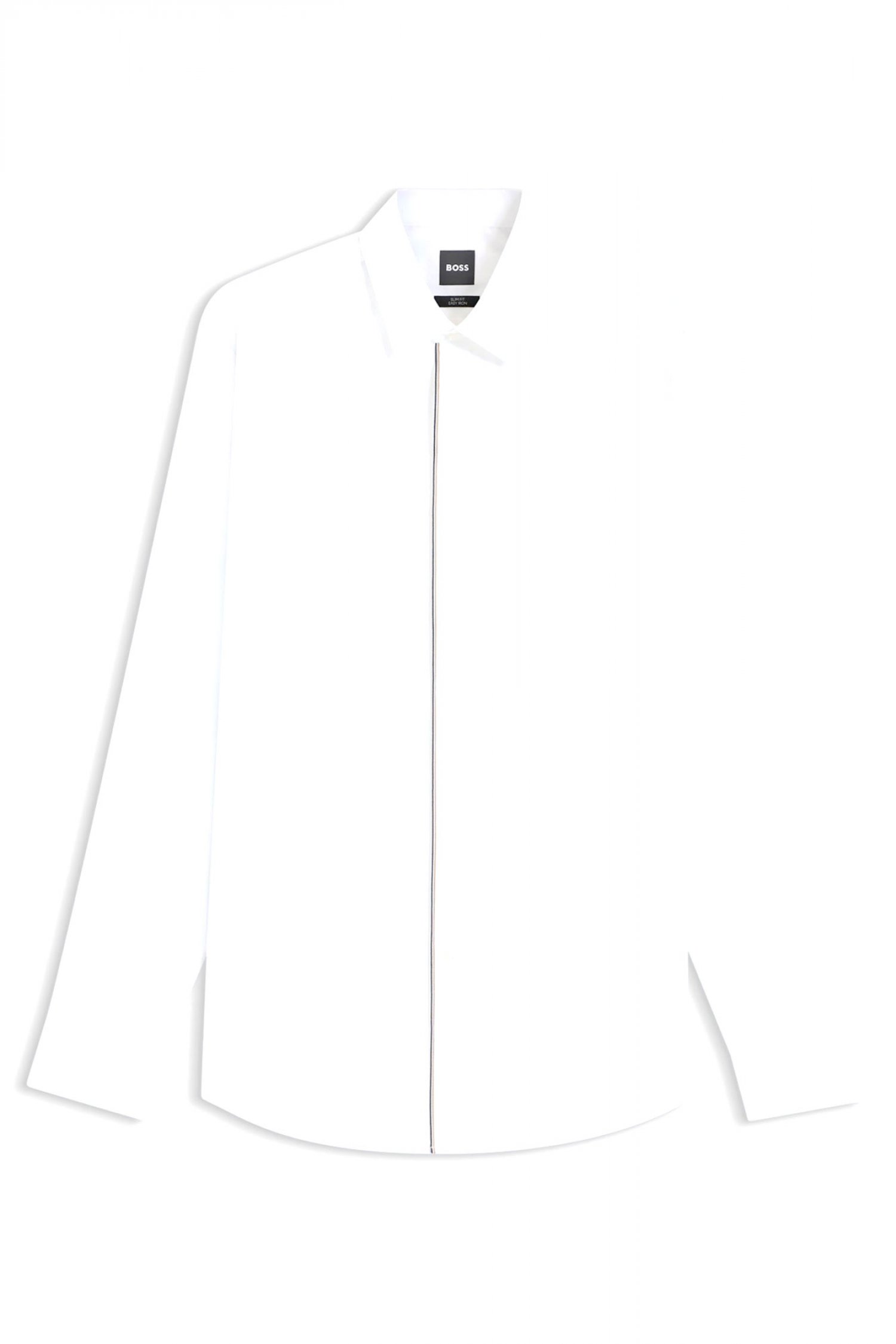 BOSS ΠΟΥΚΑΜΙΣΟ SLIM FIT EASY IRON ΠΑΤΙΛΕΤΑ H-HANK-PARTY7-253 ΛΕΥΚΟ