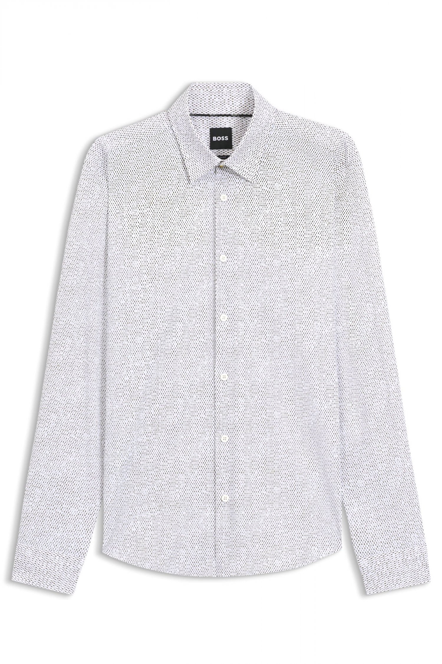 BOSS ΠΟΥΚΑΜΙΣΟ ΜΙΚΡΟΣΧΕΔΙΟ SLIM FIT P-ROAN-KENT-C1-233 ΛΕΥΚΟ-ΧΑΚΙ