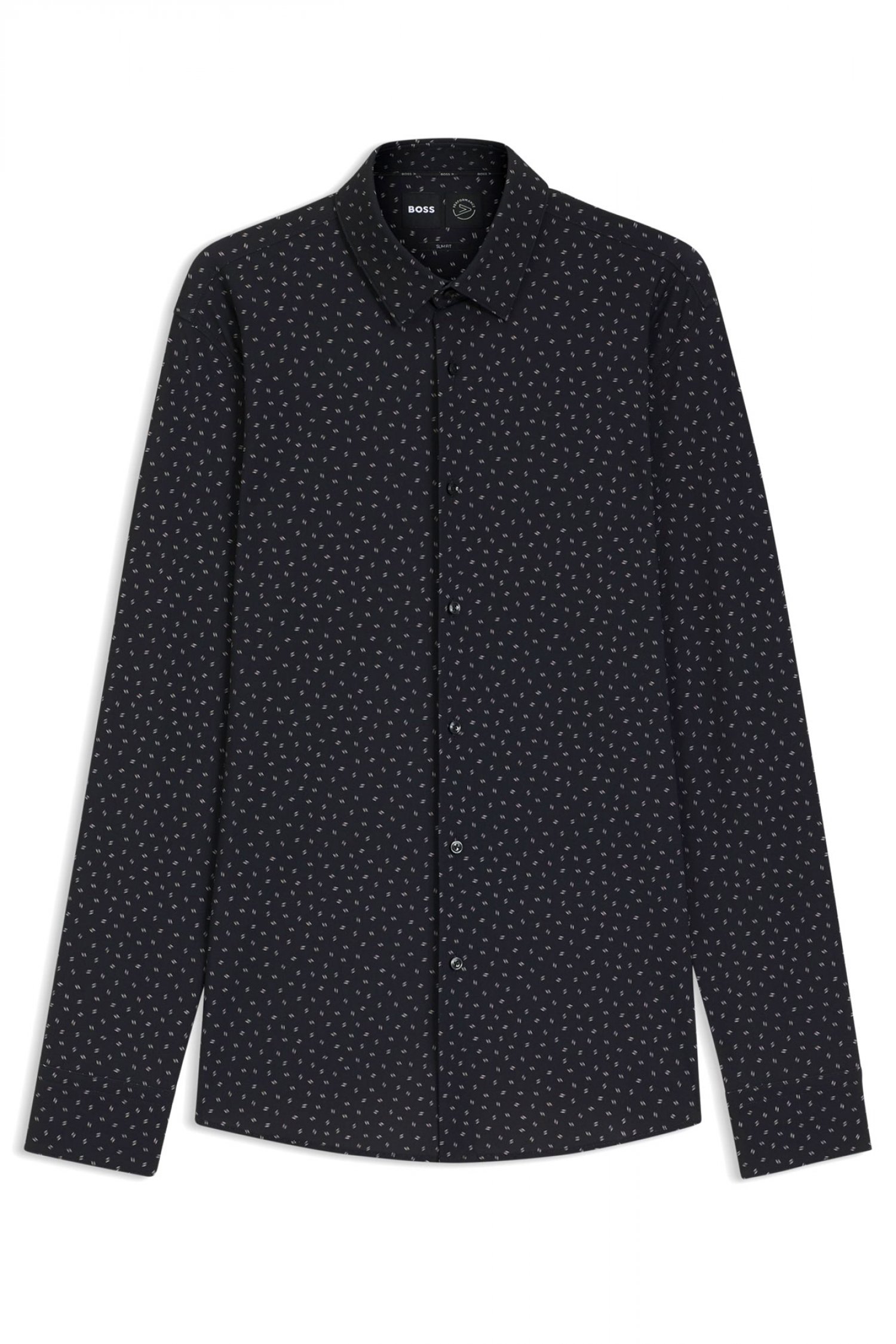 BOSS PERFORMANCE ΠΟΥΚΑΜΙΣΟ ΜΙΚΡΟΣΧΕΔΙΟ SLIM FIT P-HANK-S-KENT-C1-222 ΜΑΥΡΟ