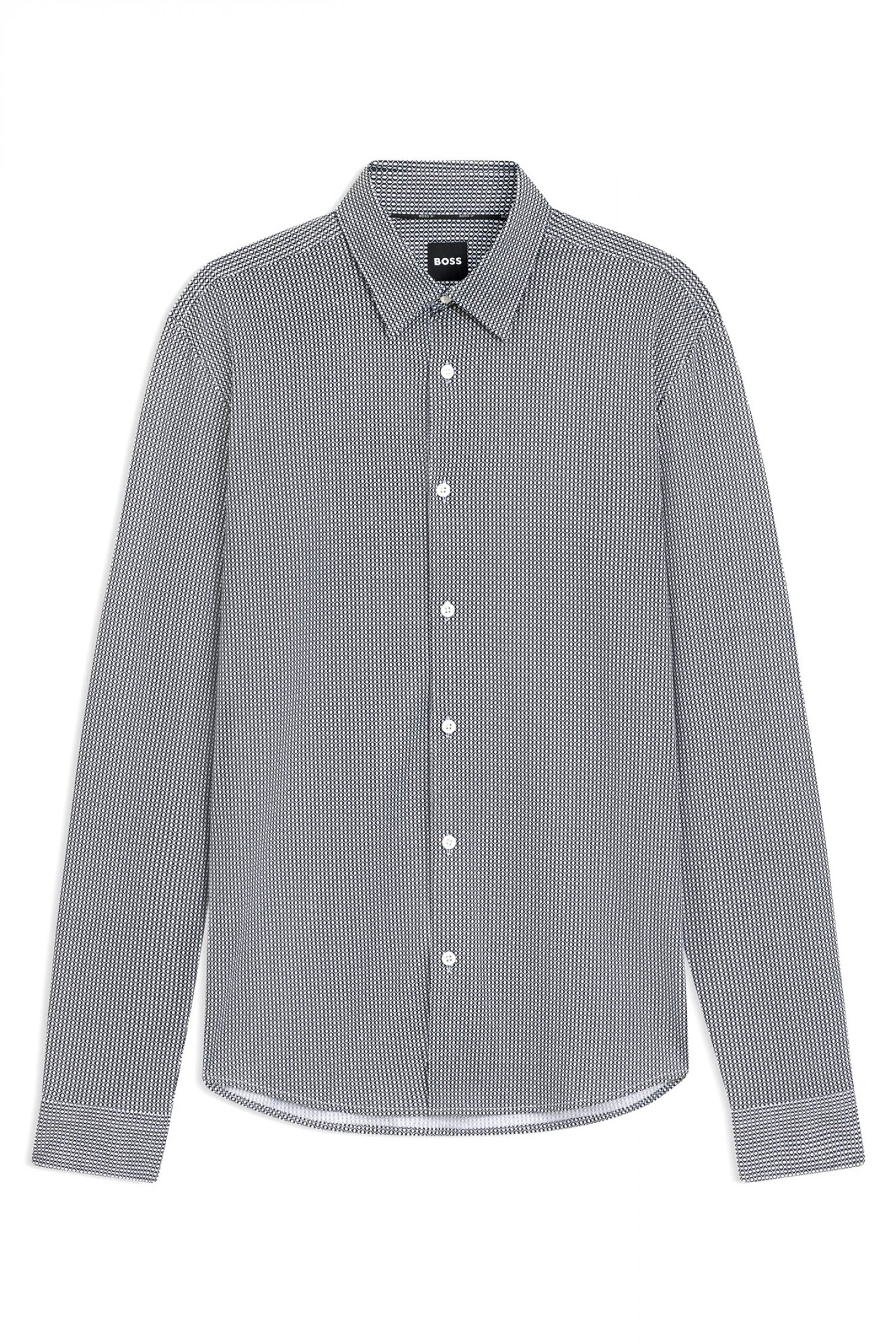 BOSS PERFORMANCE ΠΟΥΚΑΜΙΣΟ ΜΙΚΡΟΣΧΕΔΙΟ SLIM FIT P-ROAN-KENT-C1-233 ΜΠΛΕ-ΛΕΥΚΟ