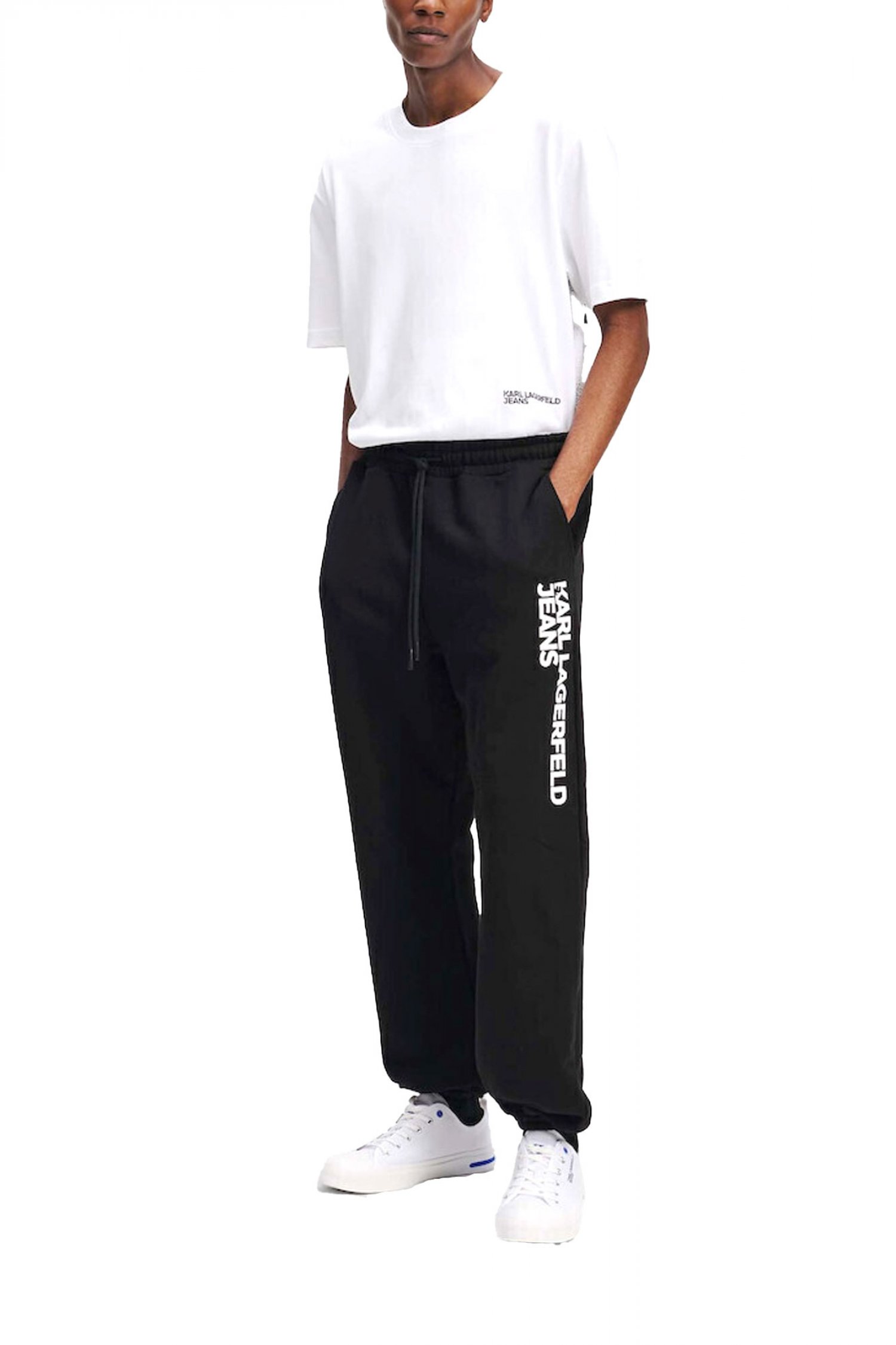 KARL LAGERFELD JEANS ΠΑΝΤΕΛΟΝΙ ΦΟΥΤΕΡ SLIM FIT TEXT LOGO SWEATPANT ΜΑΥΡΟ