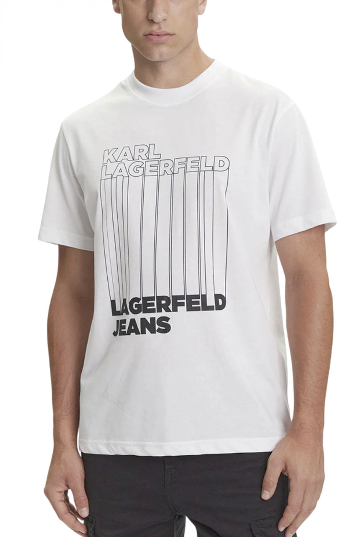 KARL LAGERFELD JEANS T-SHIRT REG BARCODE TEE ΛΕΥΚΟ