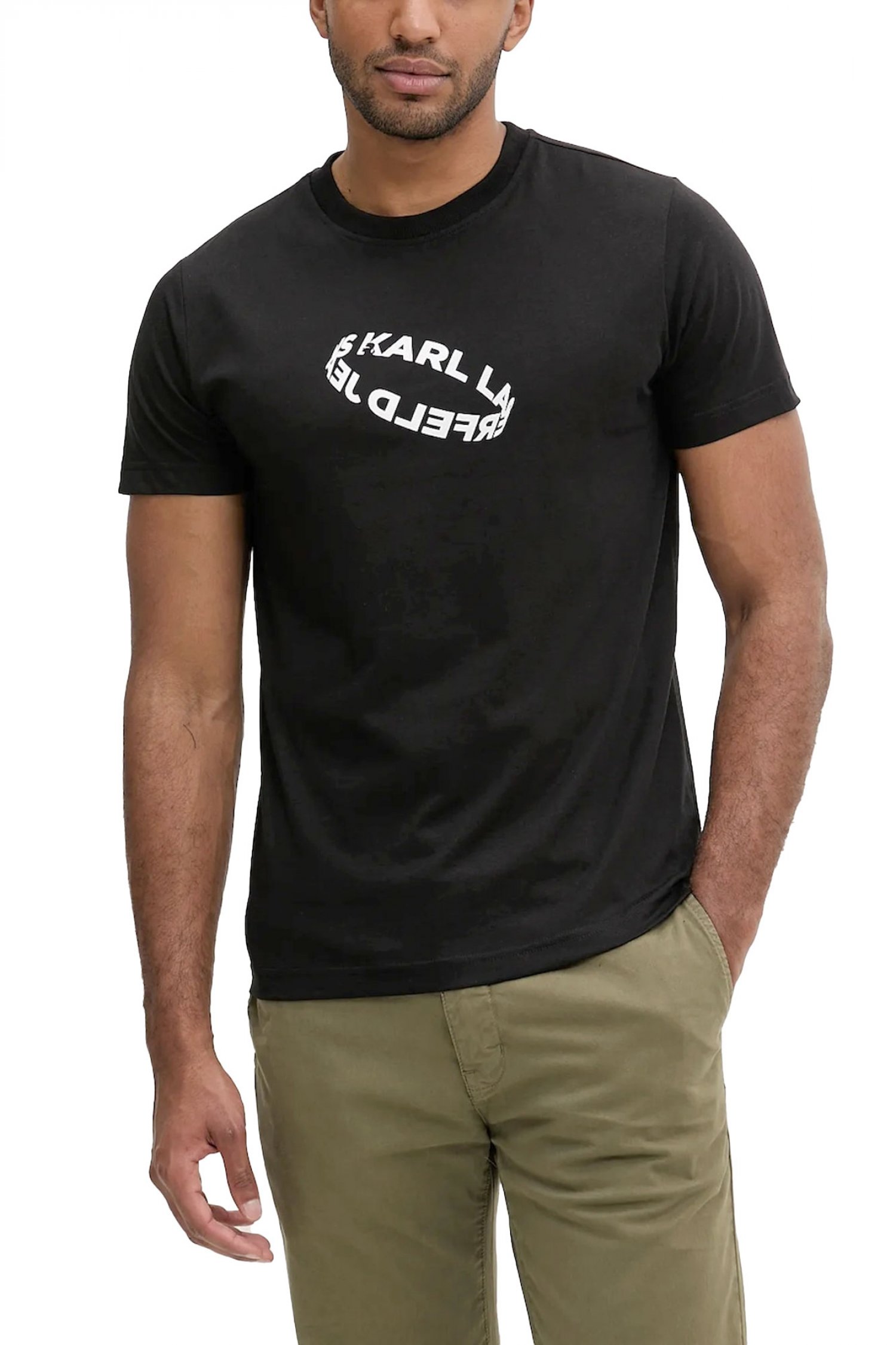 KARL LAGERFELD JEANS T-SHIRT SLIM RING TEE ΜΑΥΡΟ