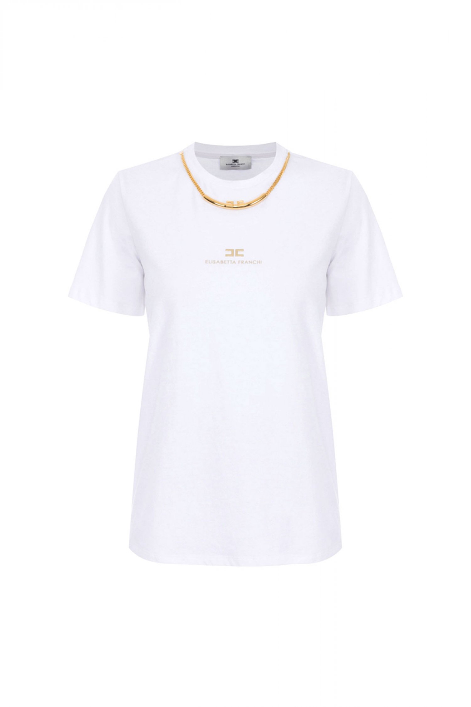 ELISABETTA FRANCHI T-SHIRT CREW NECK ΑΛΥΣΙΔΑ LOGO ΛΕΥΚΟ