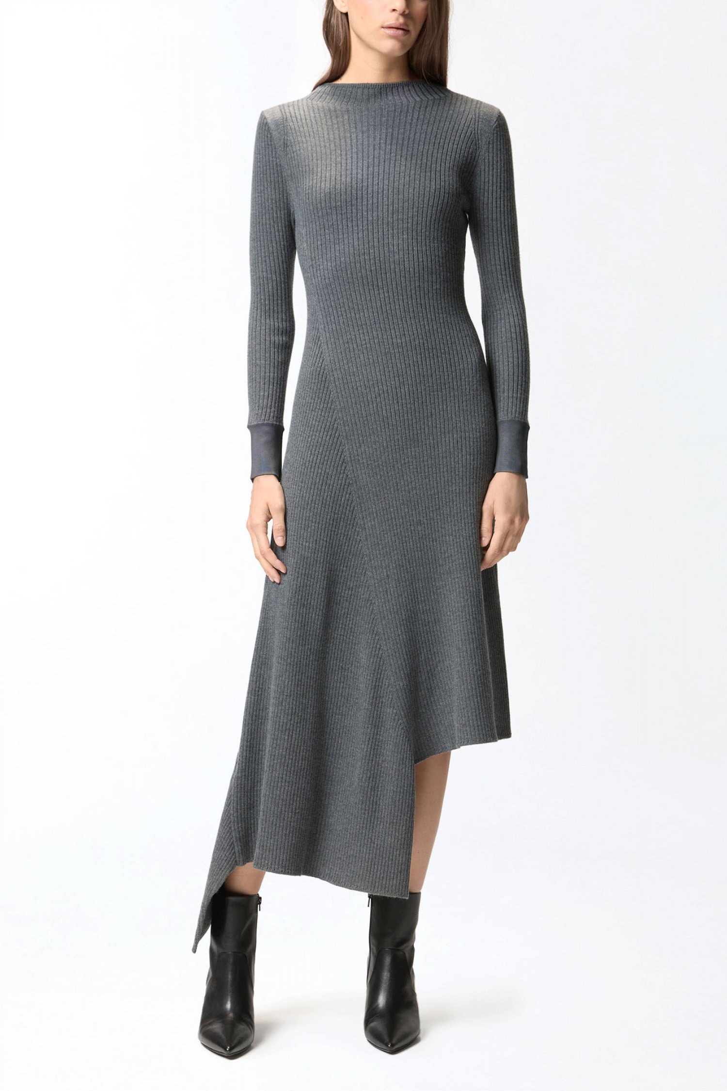 PINKO ΦΟΡΕΜΑ MIDI CHERADI DRESS ΡΙΠ ΑΣΥΜΜΕΤΡΟ ΣΤΟ ΤΕΛΟΣ ΓΚΡΙ