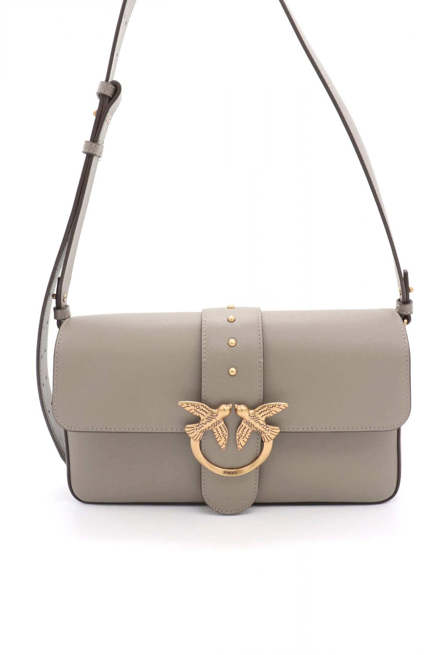 PINKO ΤΣΑΝΤΑ ΩΜΟΥ LOVE ONE CLASSIC SLOUCHY FL VITELLO MORBIDO ΓΚΡΙ