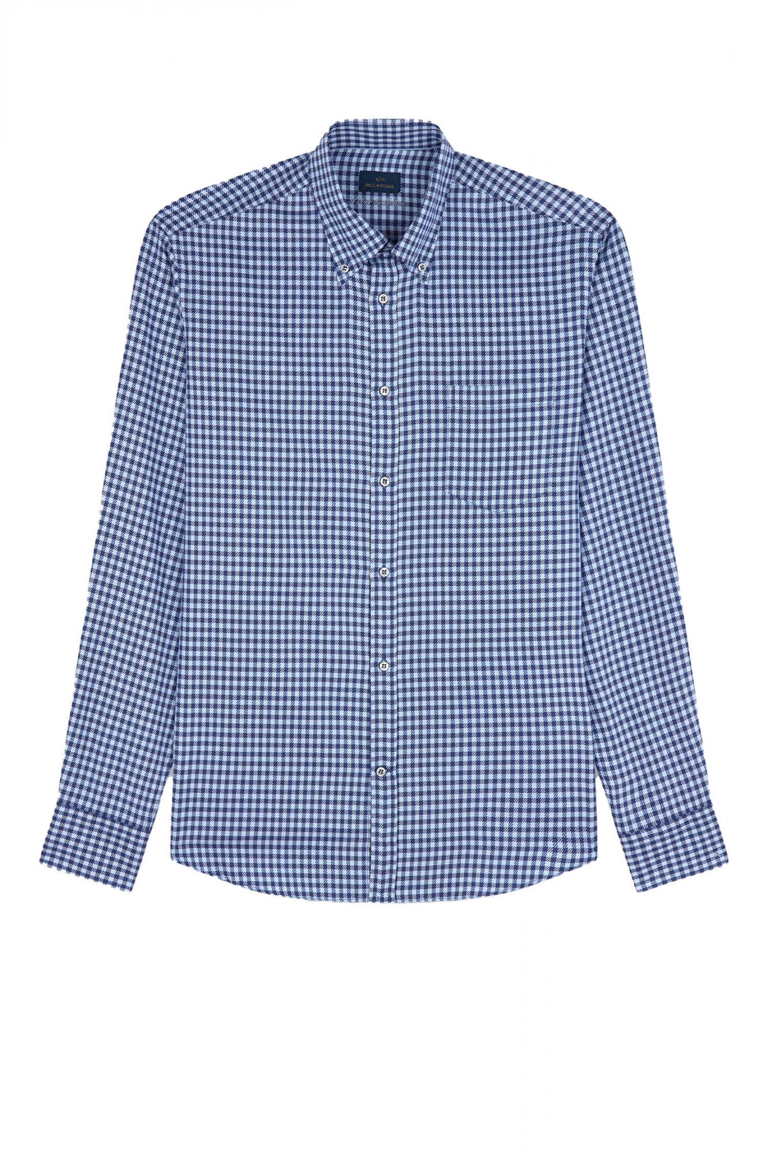 PAUL&SHARK ΠΟΥΚΑΜΙΣΟ BUTTON DOWN ΚΑΡΩ SILVER COLLECTION ΜΠΛΕ-ΛΕΥΚΟ