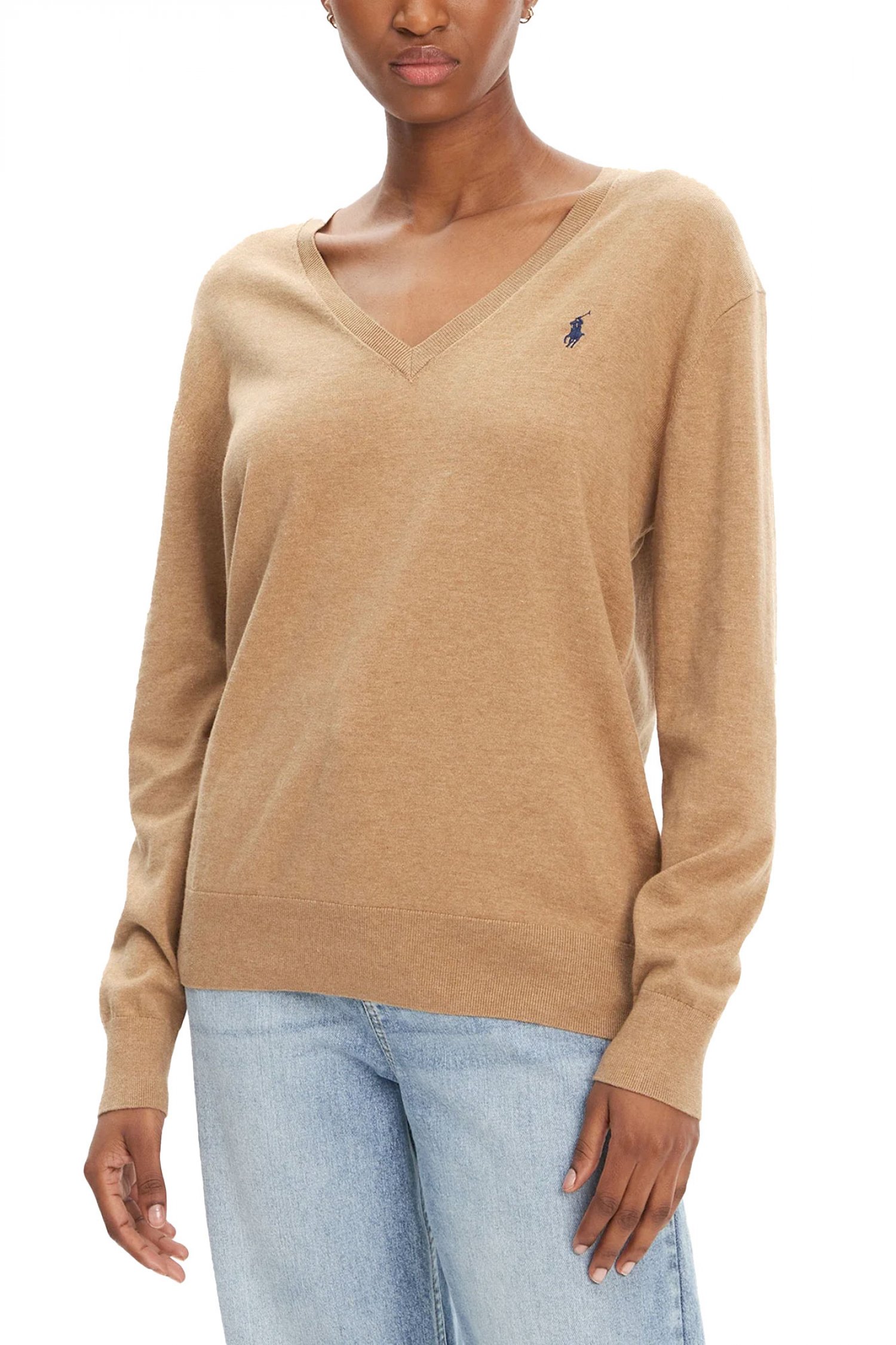 RALPH LAUREN ΠΛΕΚΤΟ V-NECK CLASSICS LOGO ΚΑΜΗΛΟ