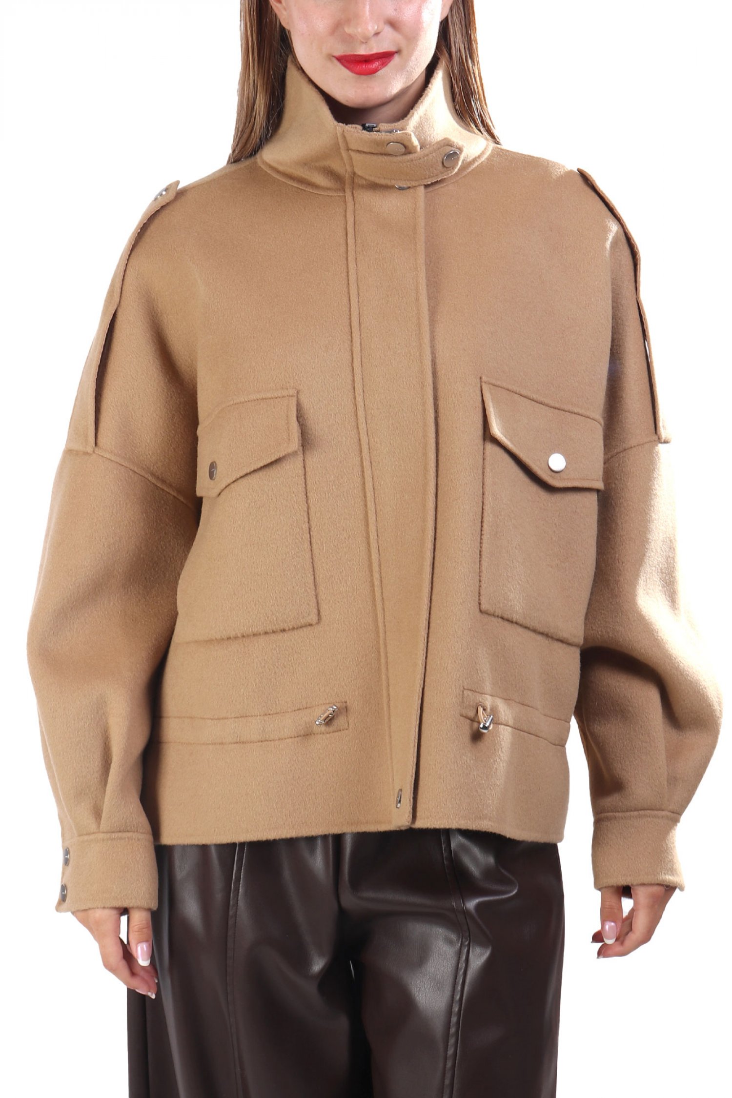 PINKO ΜΠΟΥΦΑΝ ΠΑΛΤΟ CROSTINO CABAN ΜΠΕΖ