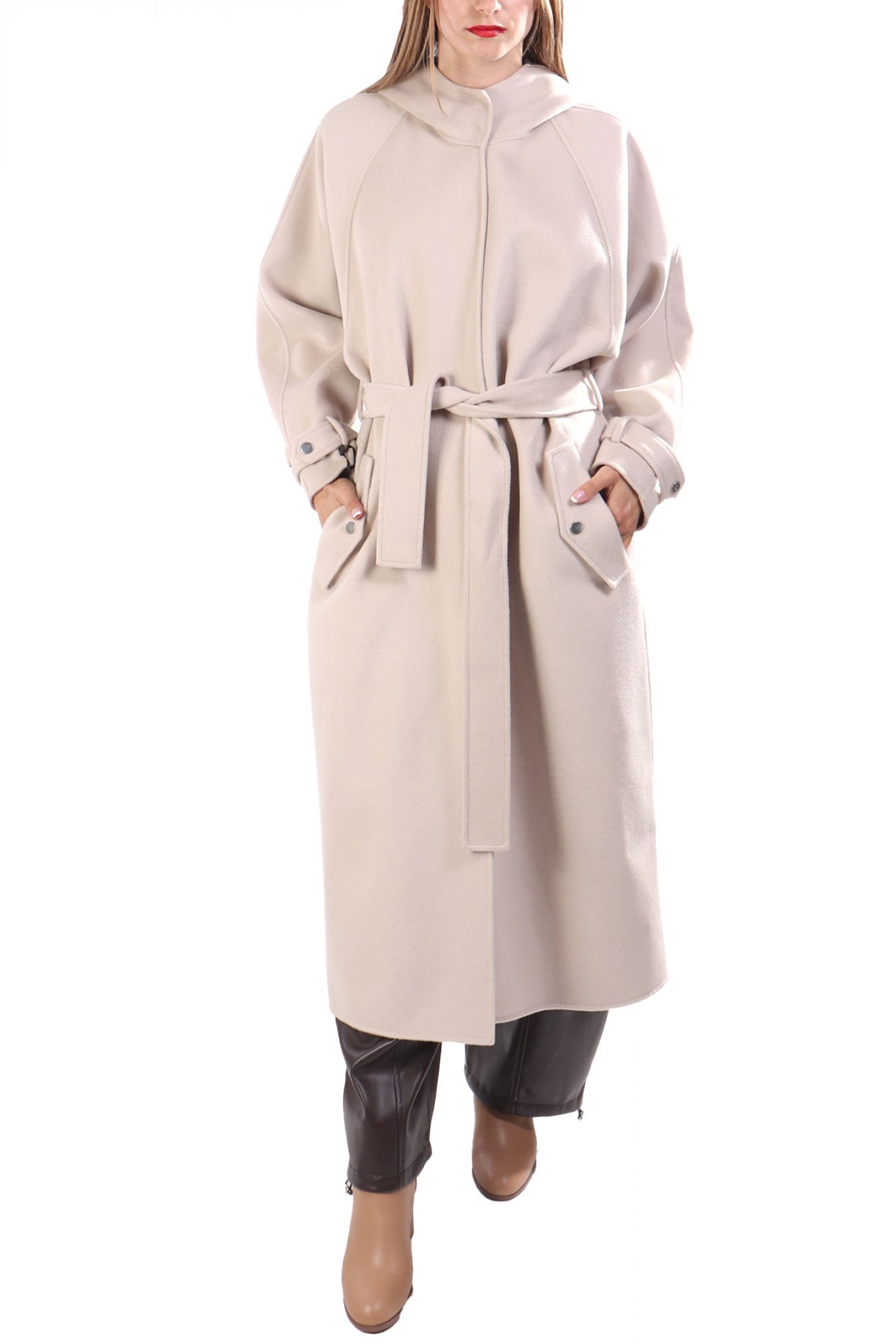 PINKO ΜΠΟΥΦΑΝ ΠΑΛΤΟ CARTOCCIO COAT ΜΠΕΖ ΑΝΟΙΧΤΟ