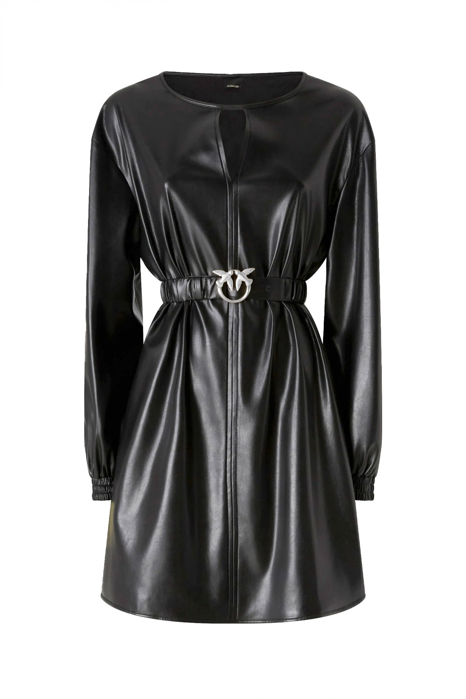 PINKO ΦΟΡΕΜΑ MINI SFUMATO DRESS ΔΕΡΜΑΤΙΝΗ ΜΕ ΖΩΝΗ ΜΑΥΡΟ