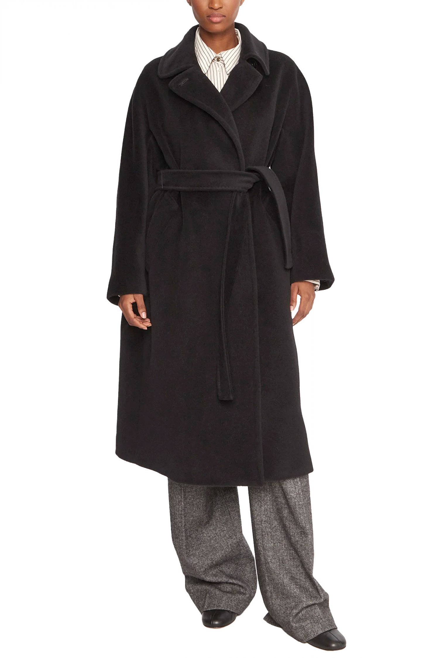 MARELLA ΠΑΛΤΟ ENGLISH ΣΤΑΥΡΩΤΟ ΑΠΟΣΠΩΜΕΝΗ ΖΩΝΗ ΜΑΥΡΟ