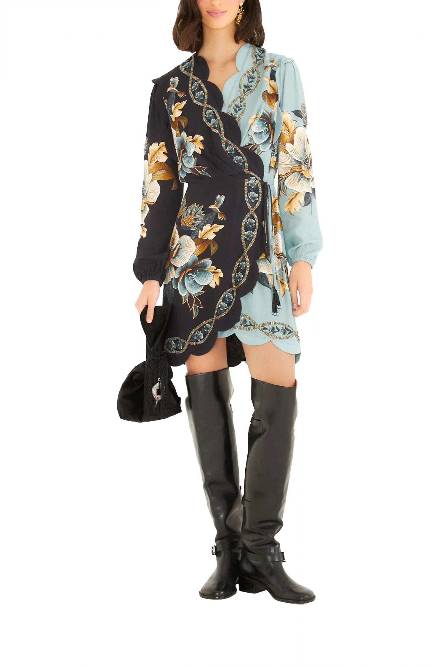 FARM RIO ΦΟΡΕΜΑ MINI SNAKE GARDEN MIX WRAP WAVY ΕΜΠΡΙΜΕ ΔΕΣΙΜΟ ΜΕΣΗ ΚΡΟΥΑΖΕ ΜΑΥΡΟ ΒΕΡΑΜΑΝ