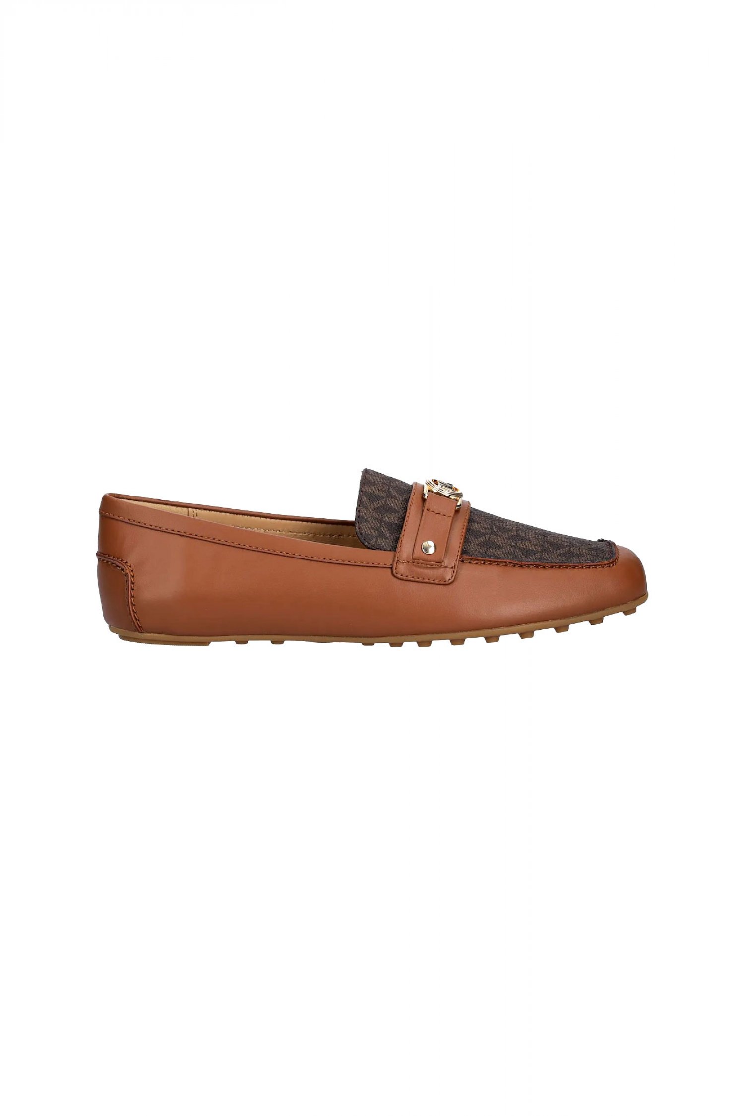 MICHAEL KORS ΠΑΠΟΥΤΣΙΑ ΜΟΚΑΣΙΝΙΑ MANDY LOAFER MOC ALL OVER LOGO ΚΑΦΕ/ΤΑΜΠΑ