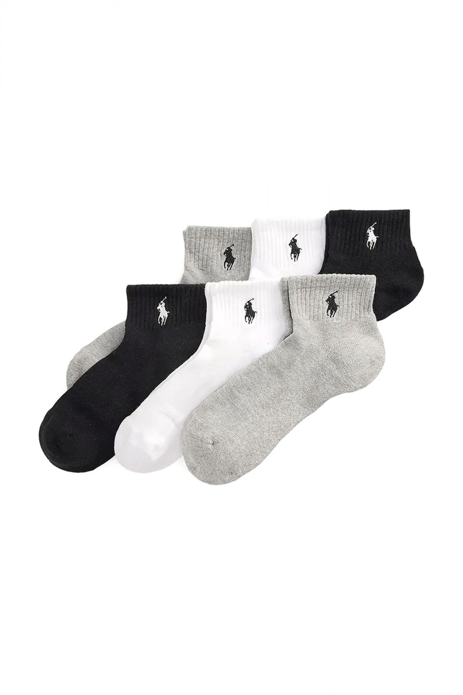 RALPH LAUREN RALPH LAUREN ΚΑΛΤΣΕΣ 6-PAIRS HALF CUSHION LOGO ΓΚΡΙ-ΛΕΥΚΟ-ΜΑΥΡΟ