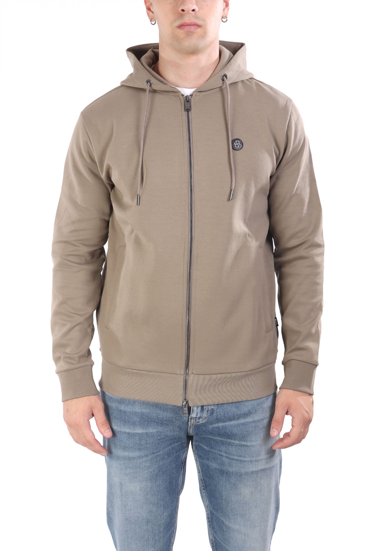 Ανδρικά φούτερ με φερμουάρ σε χακι