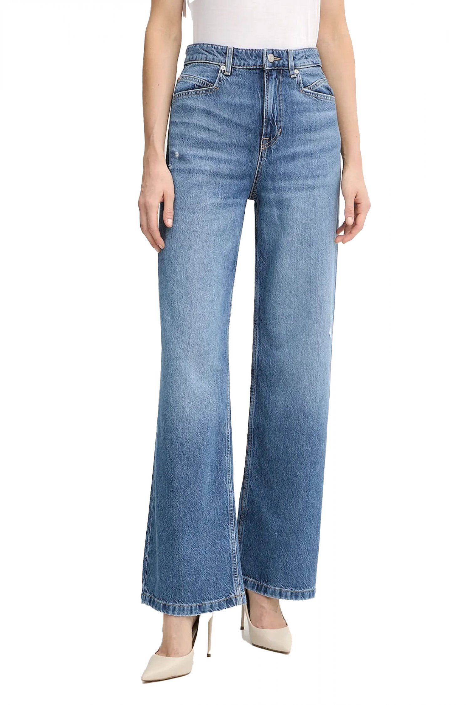 BOSS ΠΑΝΤΕΛΟΝΙ JEANS C_MARLENE HR 7.0 REGULAR FIT/WIDE LEG ΜΠΛΕ