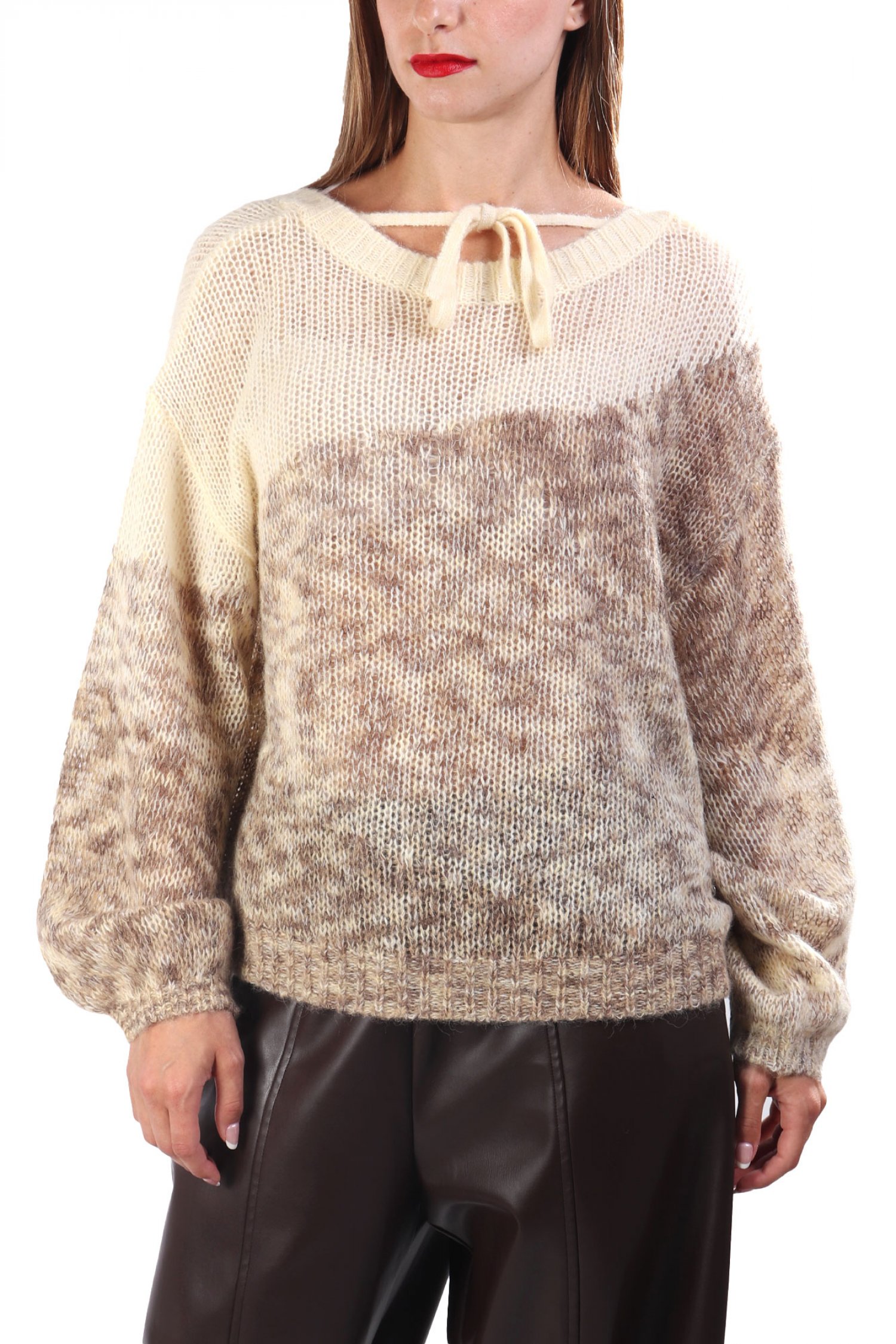 BOSS ΠΛΕΚΤΟ C_FARGOVIA ΑΝΟΙΓΜΑ ΠΛΑΤΗ ΜΠΕΖ-ΚΑΦΕ