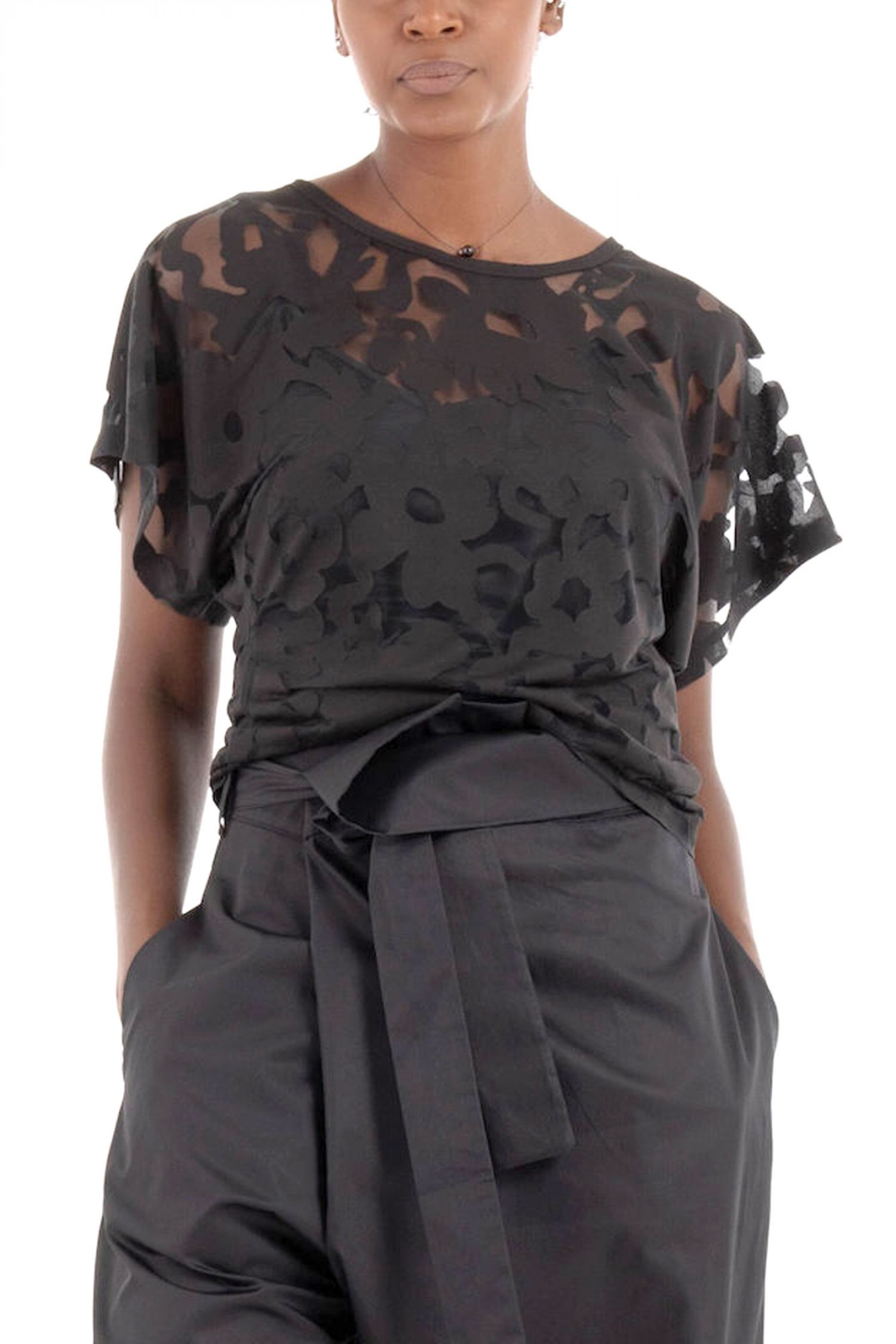 BOSS T-SHIRT C_EBASI ΔΙΑΦΑΝΕΙΕΣ ΜΑΥΡΟ