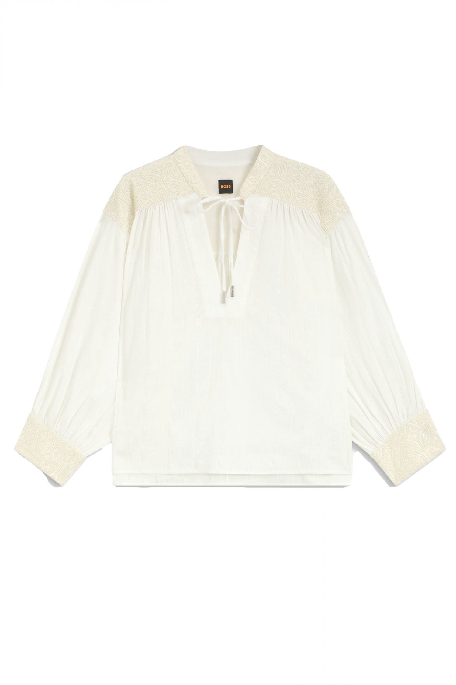 BOSS ΜΠΛΟΥΖΑ C_BRODES ΔΕΣΙΜΟ ΛΑΙΜΟ ΛΕΠΤΟΜΕΡΕΙΑ ΚΕΝΤΗΜΑ ΕΚΡΟΥ