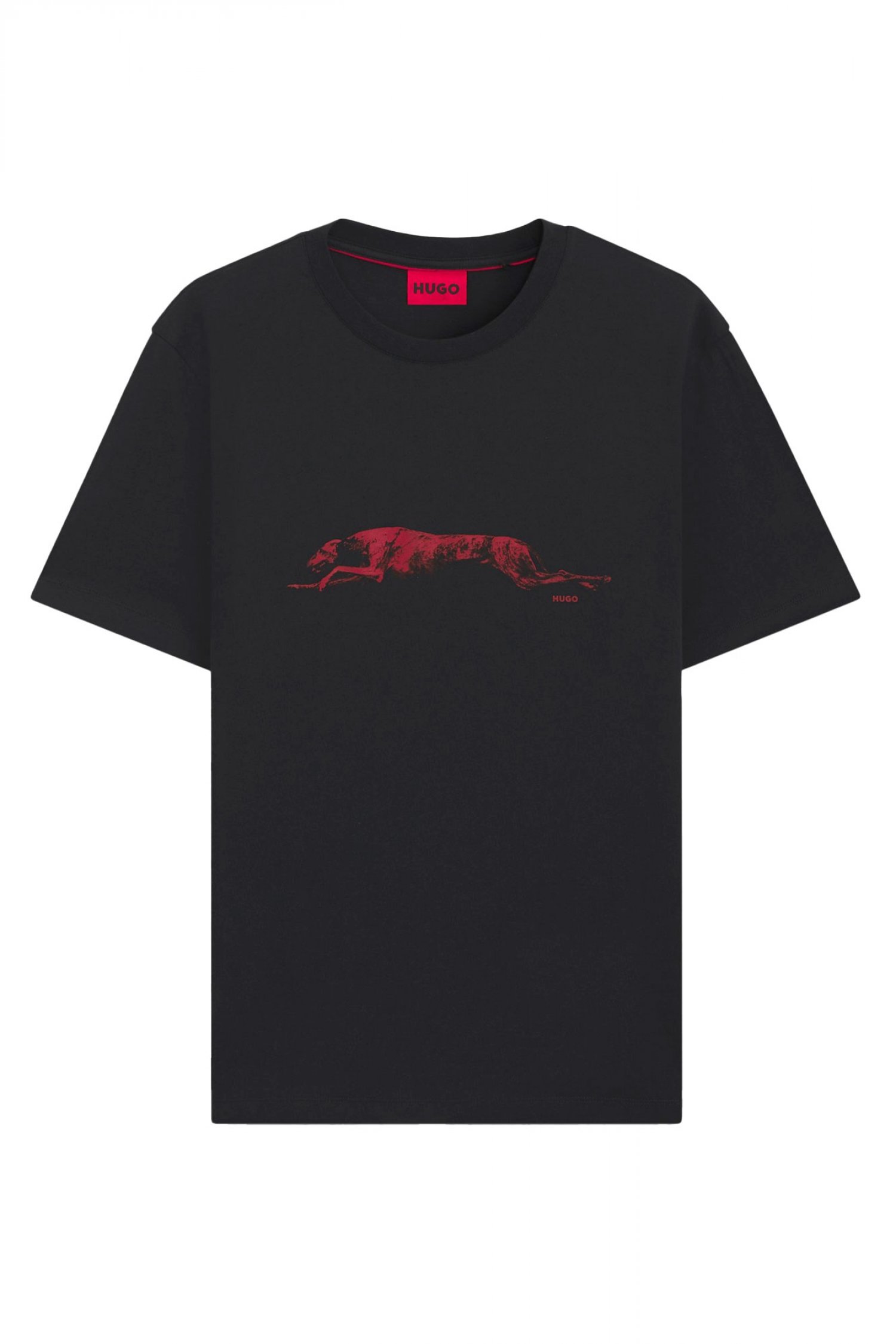 HUGO T-SHIRT DIDUG LOGO ΜΑΥΡΟ-KOKKINO