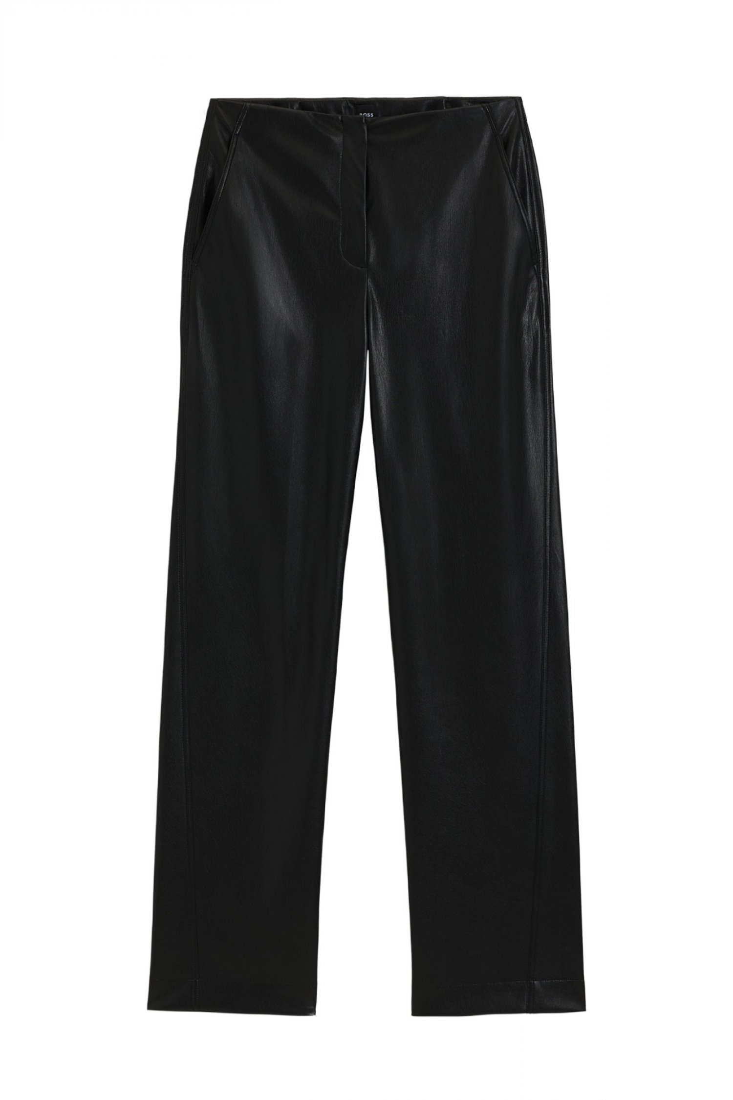 BOSS ΠΑΝΤΕΛΟΝΙ TIMIRAS FAUX LEATHER ΜΑΥΡΟ