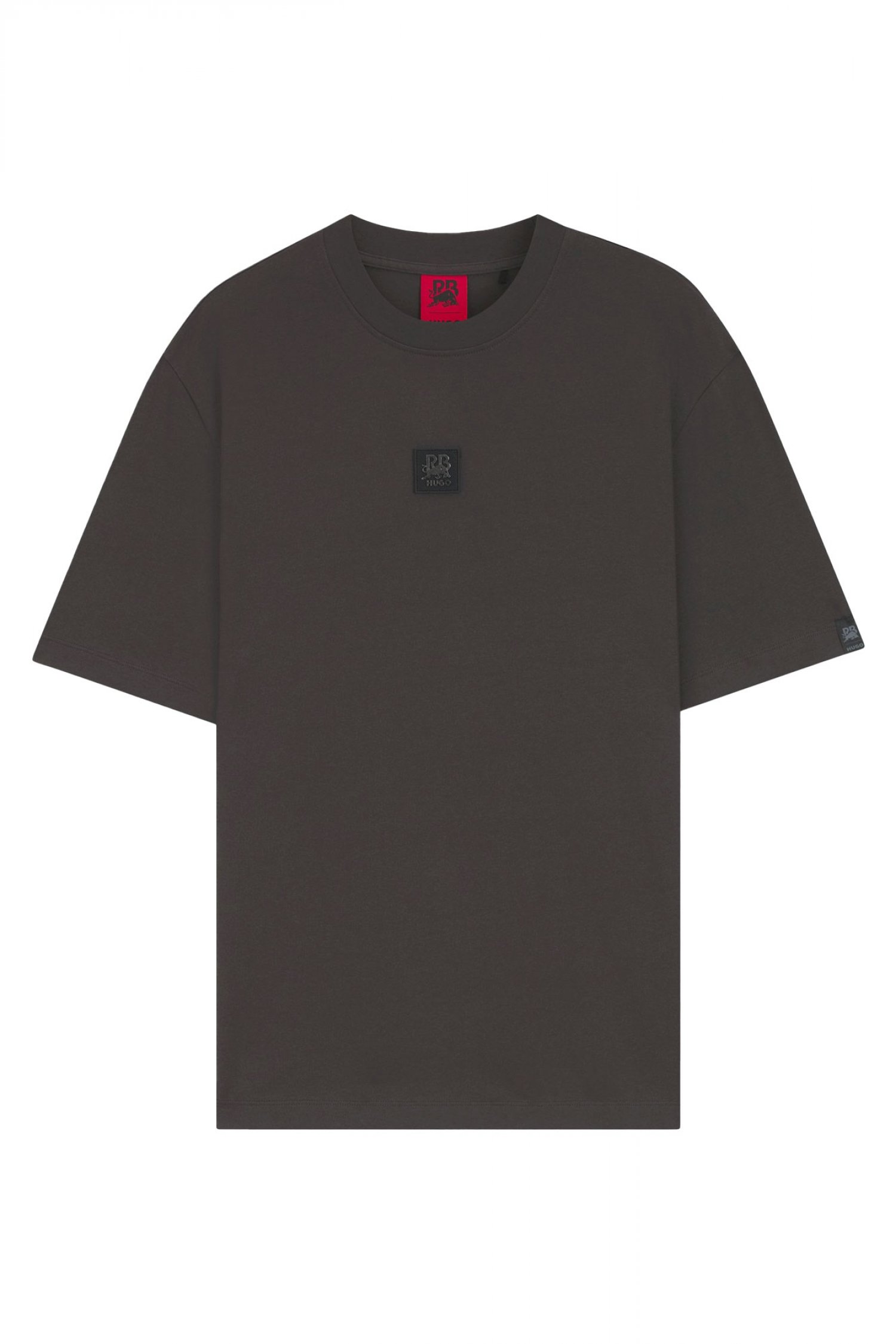 HUGO T-SHIRT DOGOS_RB LOGO ΣΚΟΥΡΟ ΓΚΡΙ