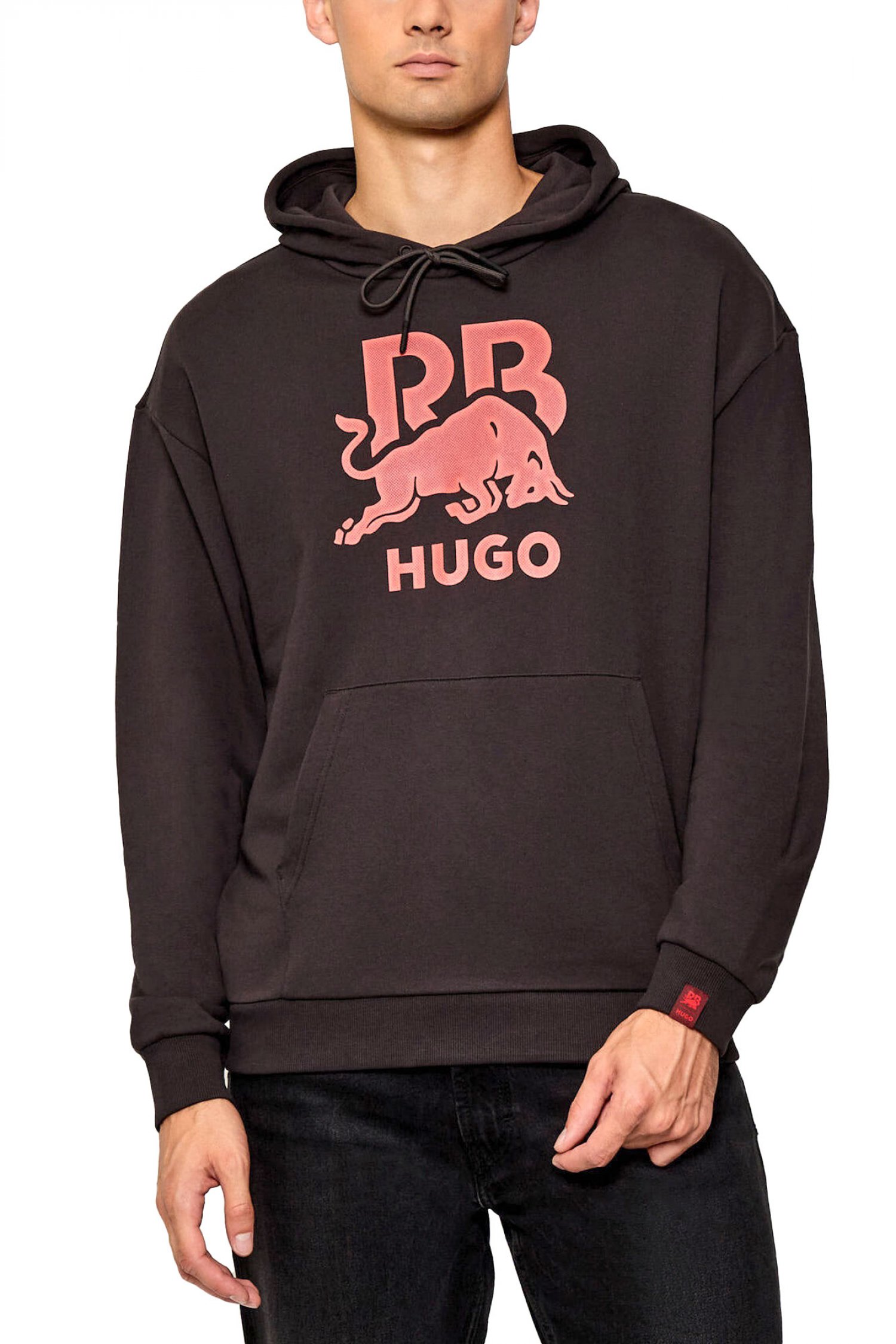 HUGO ΦΟΥΤΕΡ HOODIE DOVERLOHOOD_RB LOGO ΣΚΟΥΡΟ ΓΚΡΙ