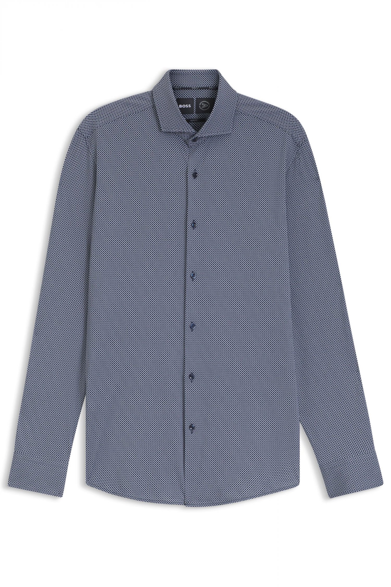 BOSS PERFORMANCE ΠΟΥΚΑΜΙΣΟ ΜΙΚΡΟΣΧΕΔΙΟ SLIM FIT P-HANK-SPREAD-C1-222 ΜΠΛΕ