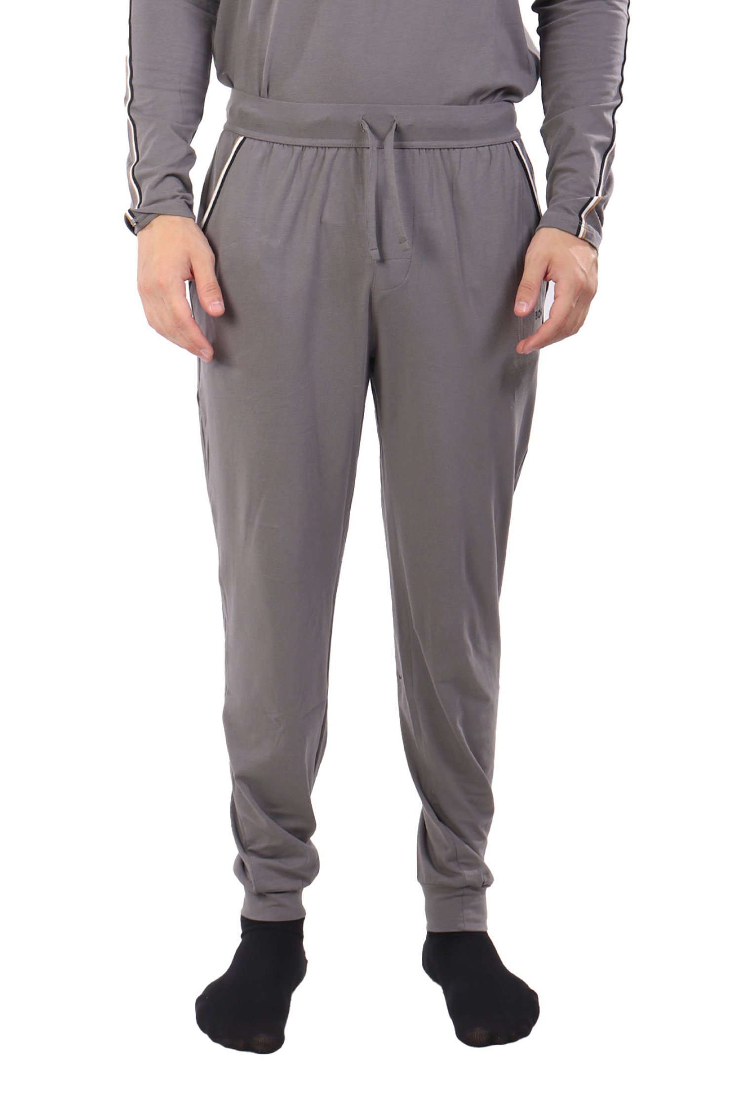 BOSS HOMEWEAR ΠΑΝΤΕΛΟΝΙ ΦΟΡΜΑ UNIQUE PANTS CUFF CW ΓΚΡΙ