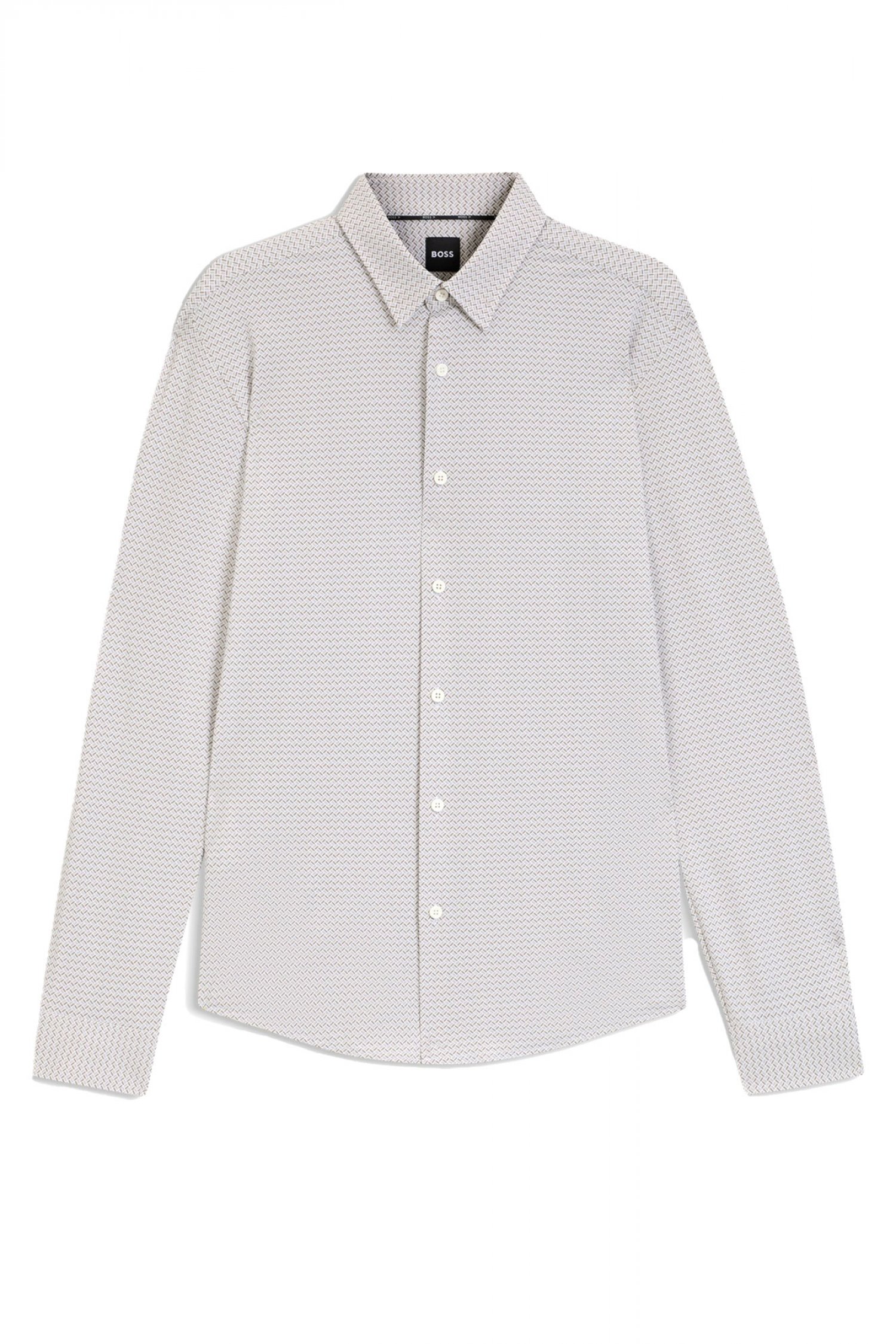 BOSS ΠΟΥΚΑΜΙΣΟ ΜΚΡΟΣΧΕΔΙΟ SLIM FIT P-ROAN-KENT-C1-233 ΧΑΚΙ-ΚΑΦΕ