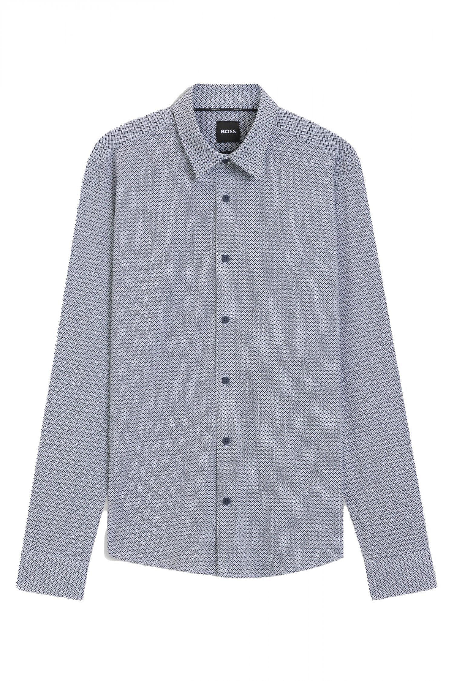 BOSS PERFORMANCE ΠΟΥΚΑΜΙΣΟ ΜΚΡΟΣΧΕΔΙΟ SLIM FIT P-ROAN-KENT-C1-233 ΜΠΛΕ