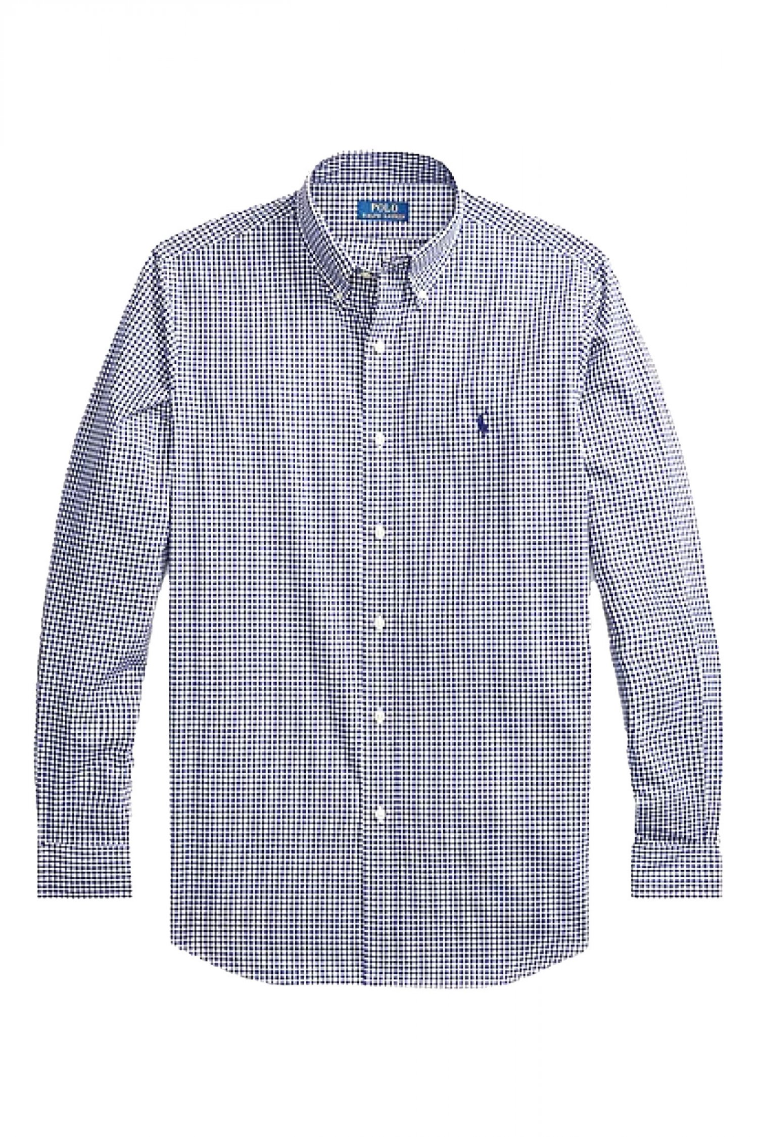 RALPH LAUREN ΠΟΥΚΑΜΙΣΟ BUTTON DOWN ΚΑΡΩ CUSTOM FIT ΜΠΛΕ-ΛΕΥΚΟ