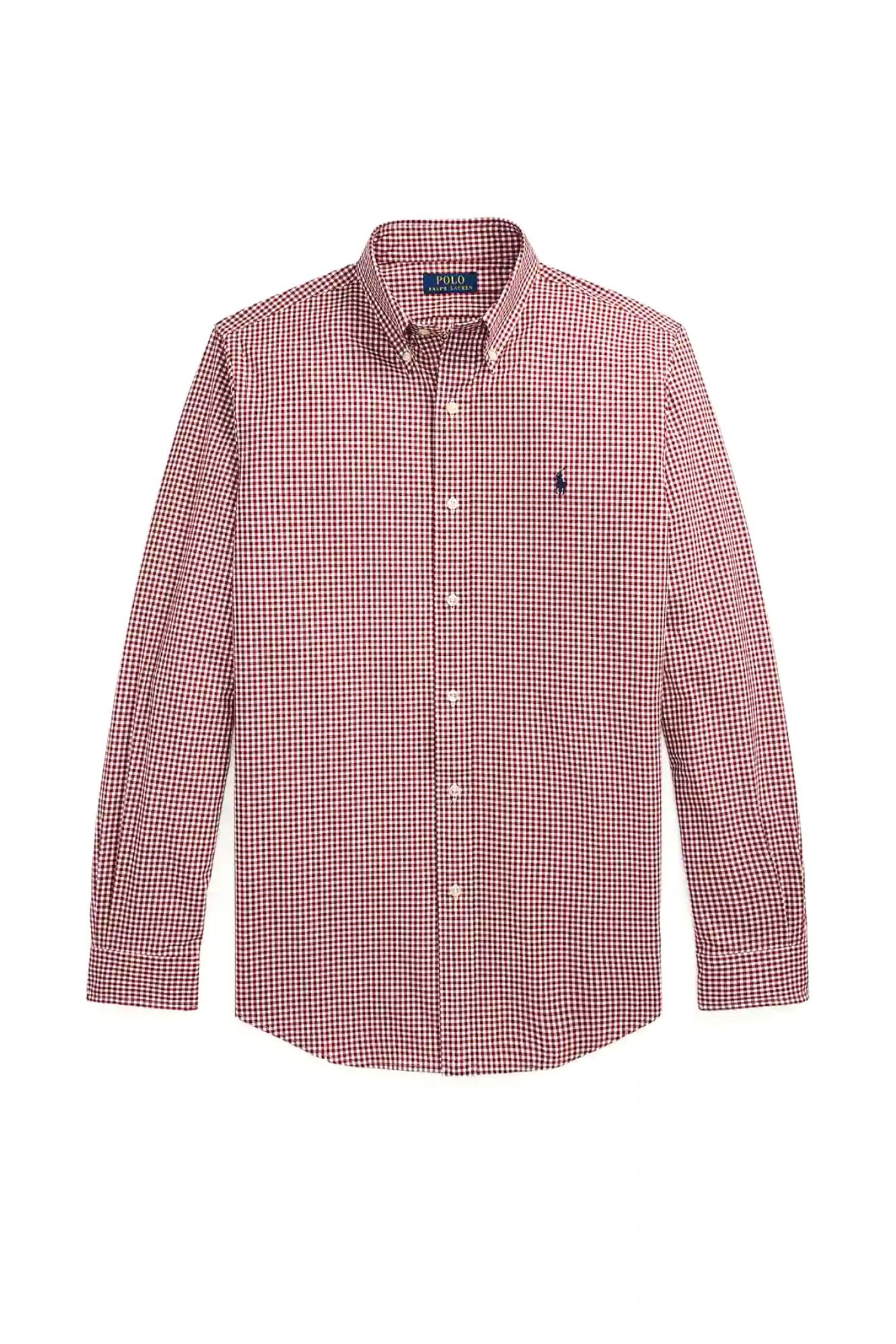 RALPH LAUREN ΠΟΥΚΑΜΙΣΟ BUTTON DOWN ΚΑΡΩ CUSTOM FIT ΜΠΟΡΝΤΩ-ΛΕΥΚΟ