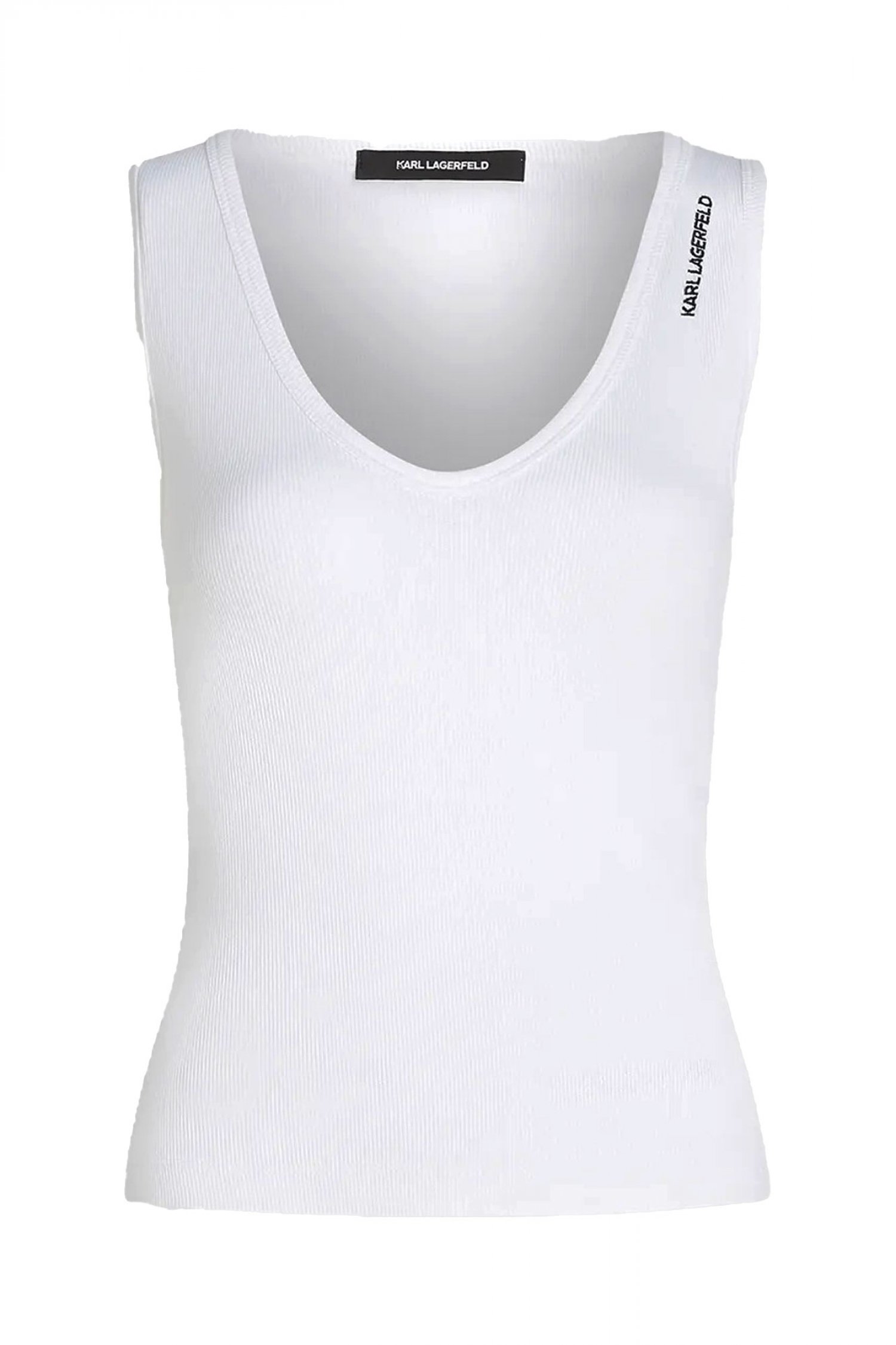 KARL LAGERFELD KARL LAGERFELD TANK TOP V-NECK SLIM FIT RIBBED LOGO ΛΕΥΚΟ